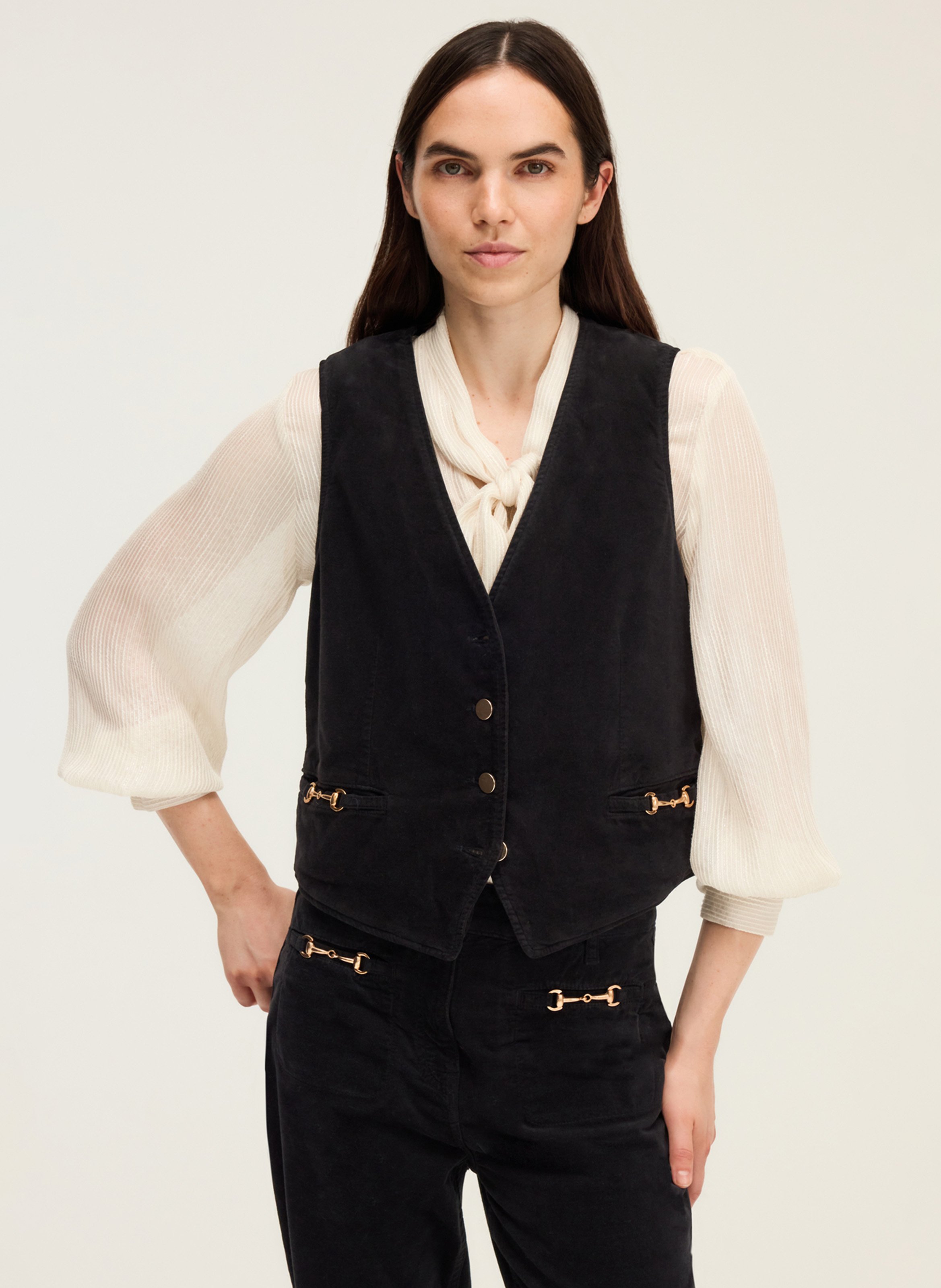 Giletje met V-hals PABLO Zwart