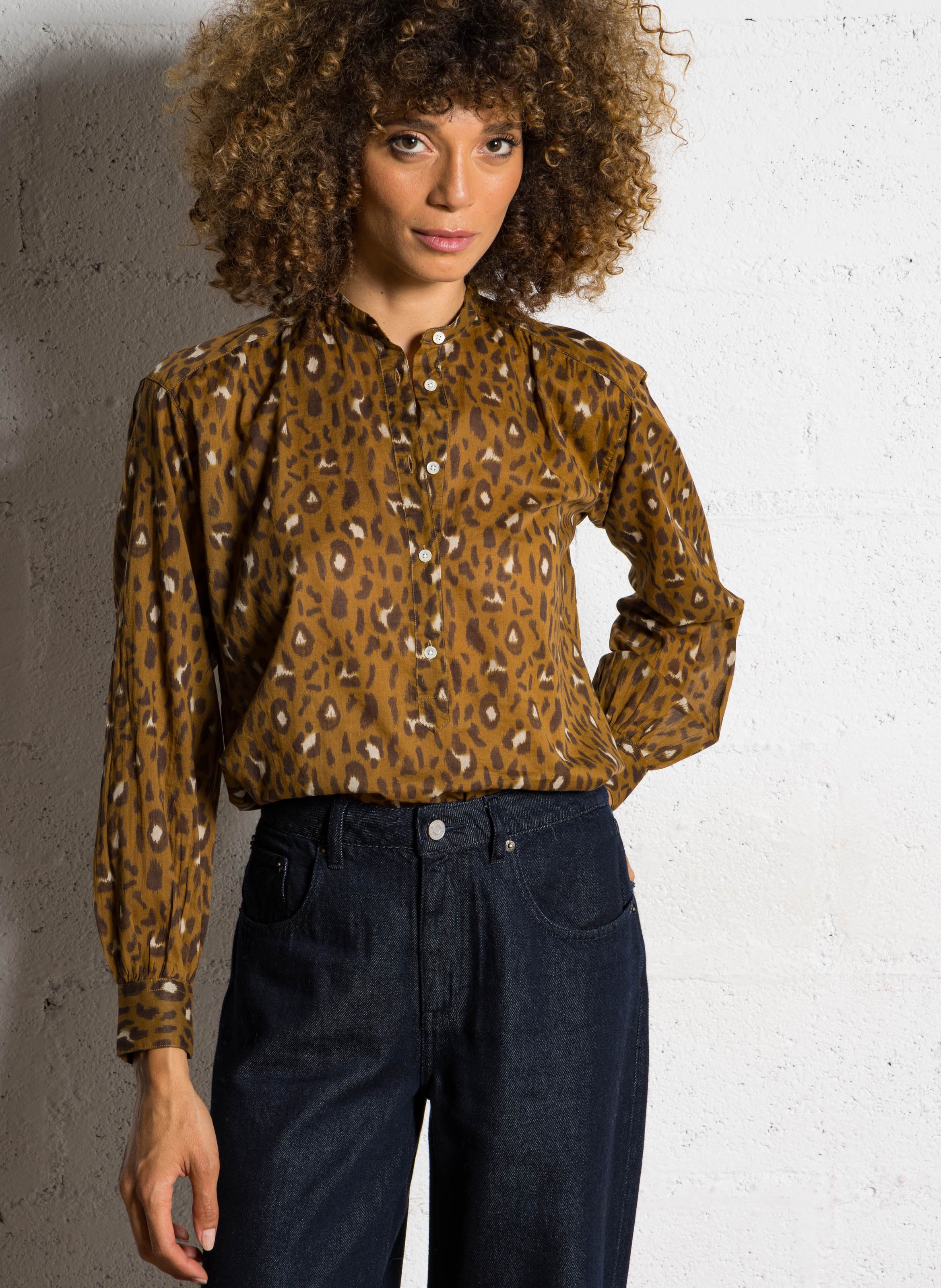 Baumwollbluse mit Rundhalskragen HARTFORD Mehrfarbig