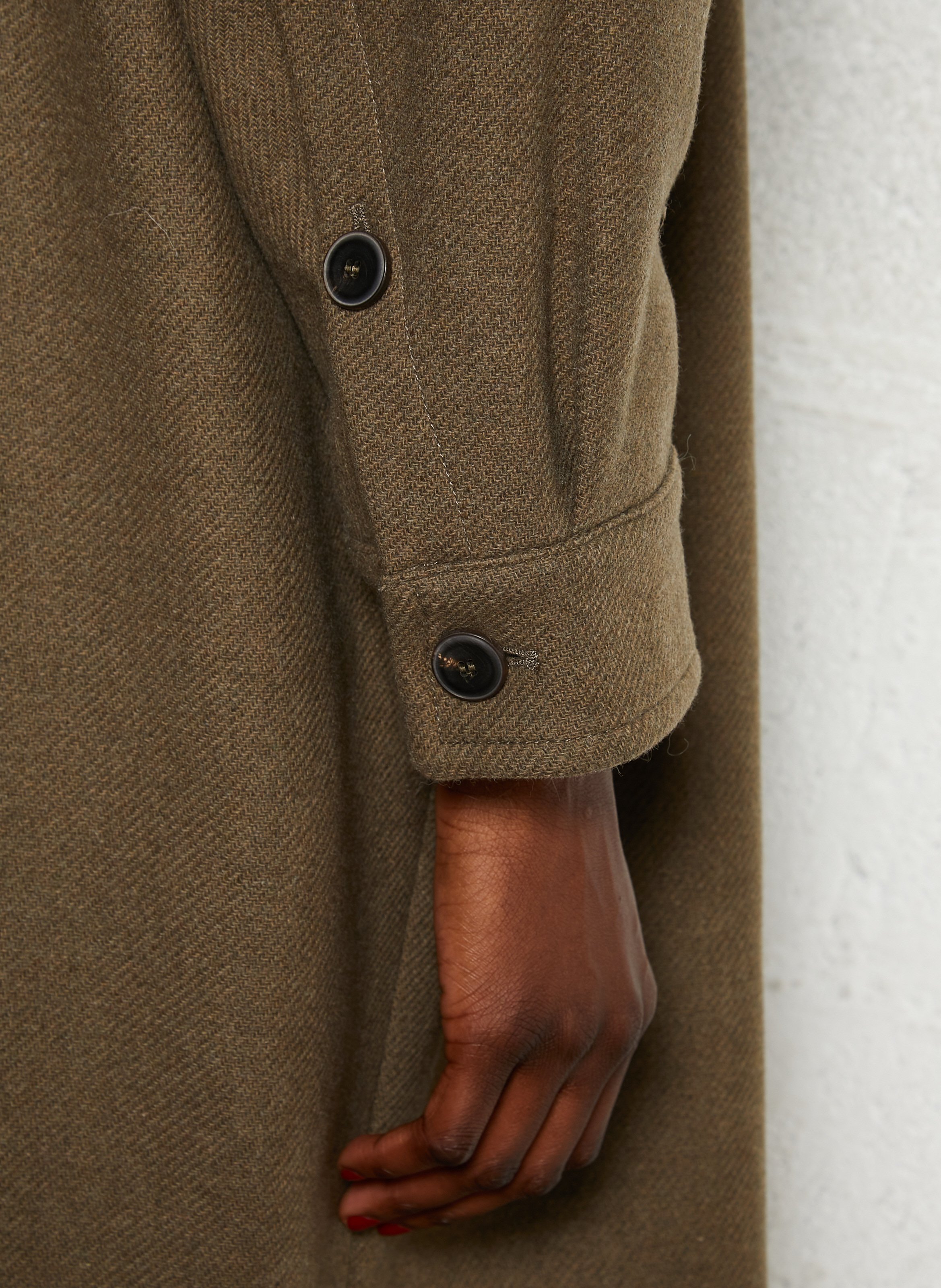 Manteau oversize col classique en laine mélangé POMANDERE Vert