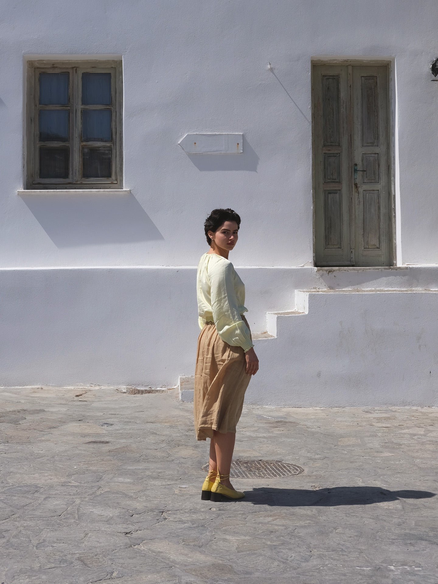 Heeled ballet flats in nappa leather EMZI PARIS Yellow