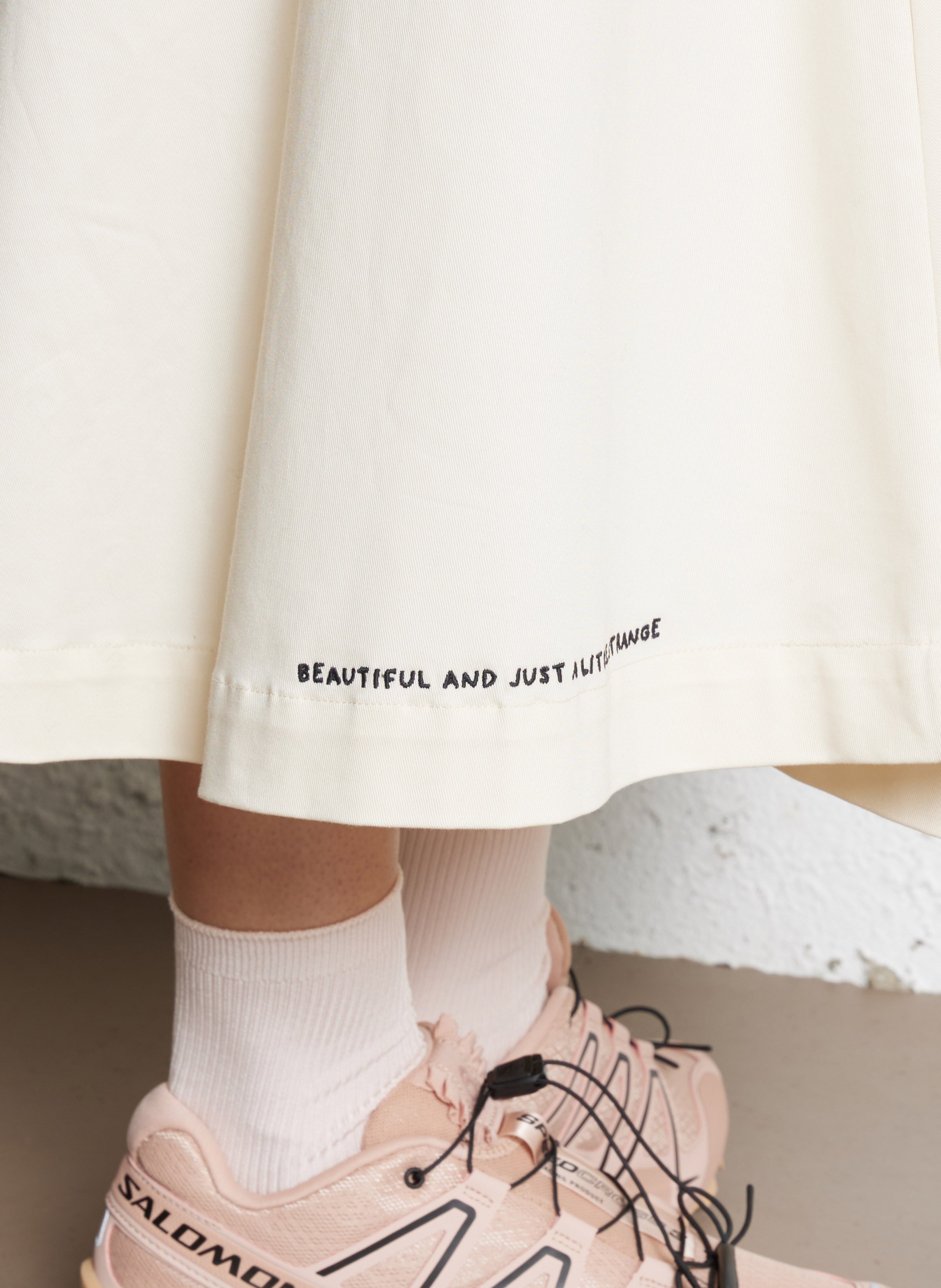 Cotton-blend midi skirt White