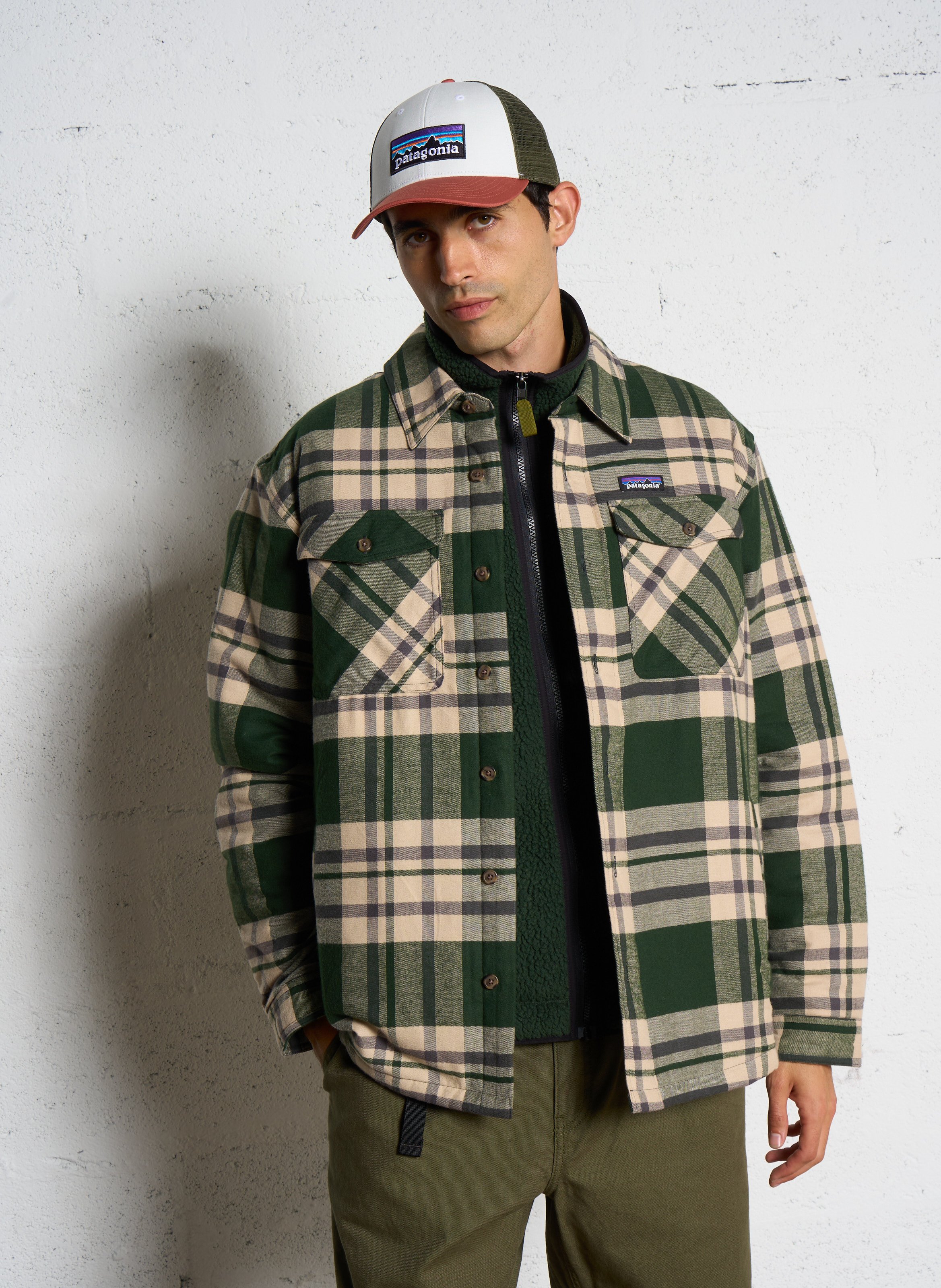 Checked straight shirt jacket PATAGONIA Green
