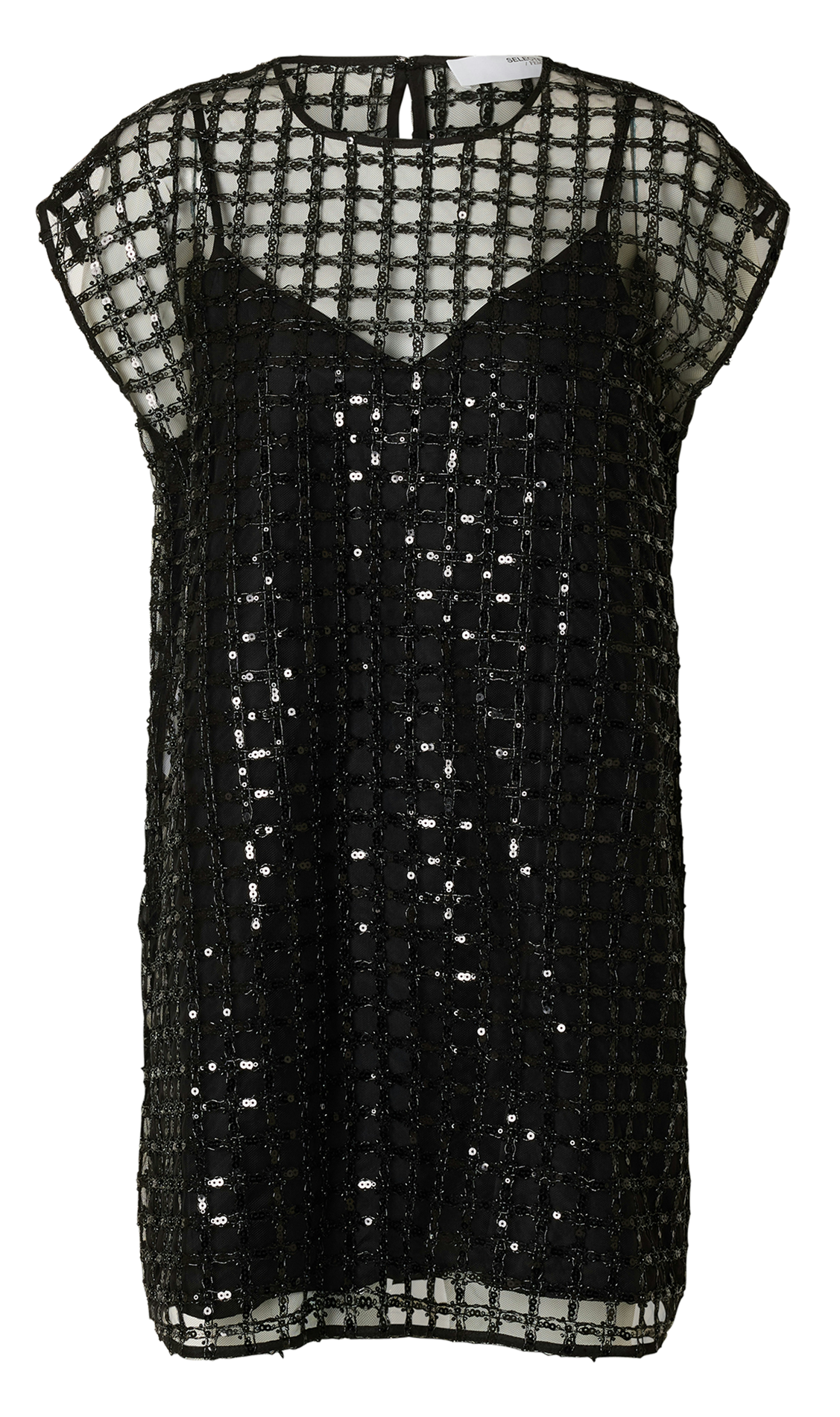 Short dress with rhinestones SELECTED Black