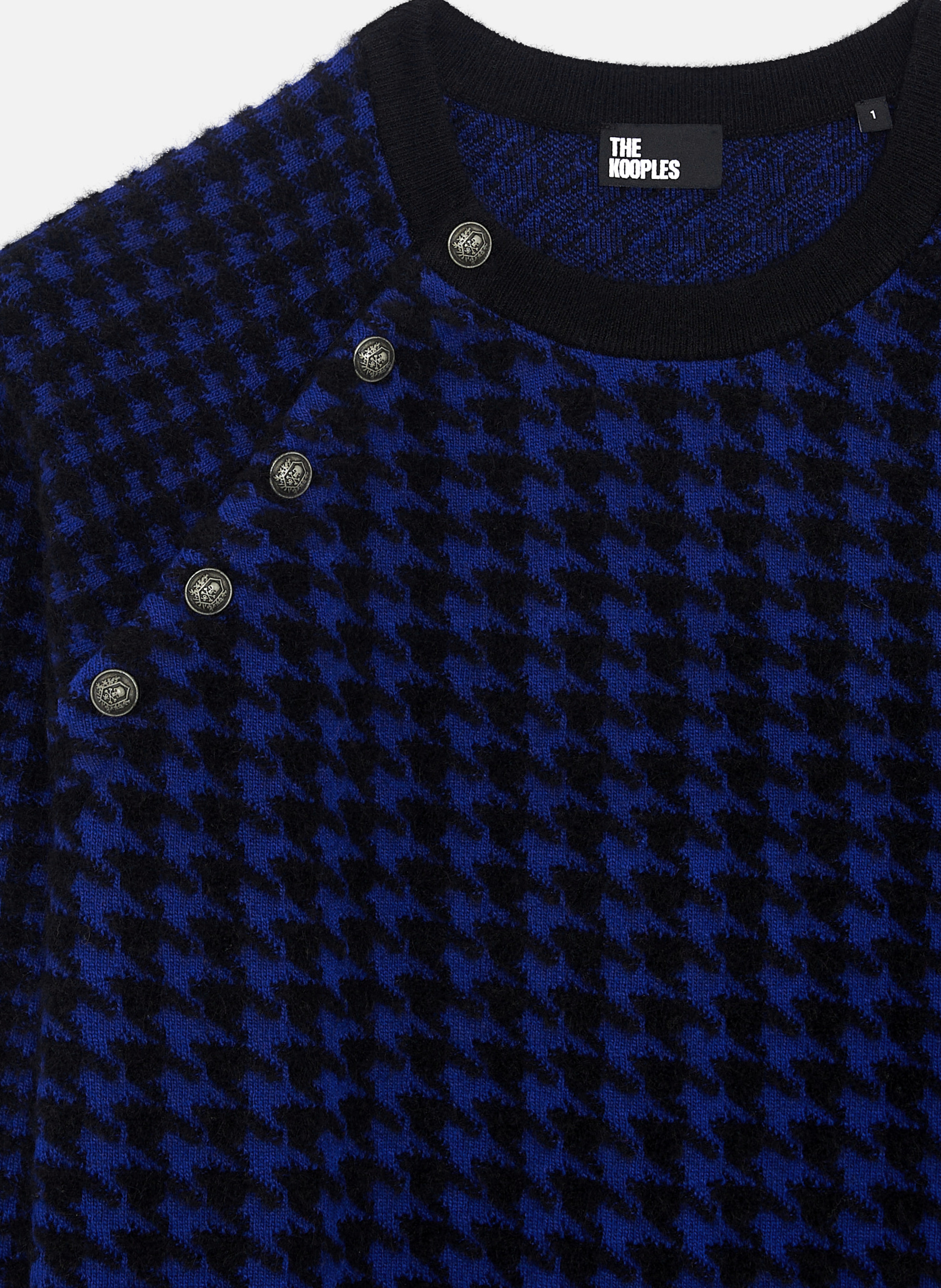 Houndstooth wool blend sweater. THE KOOPLES Black