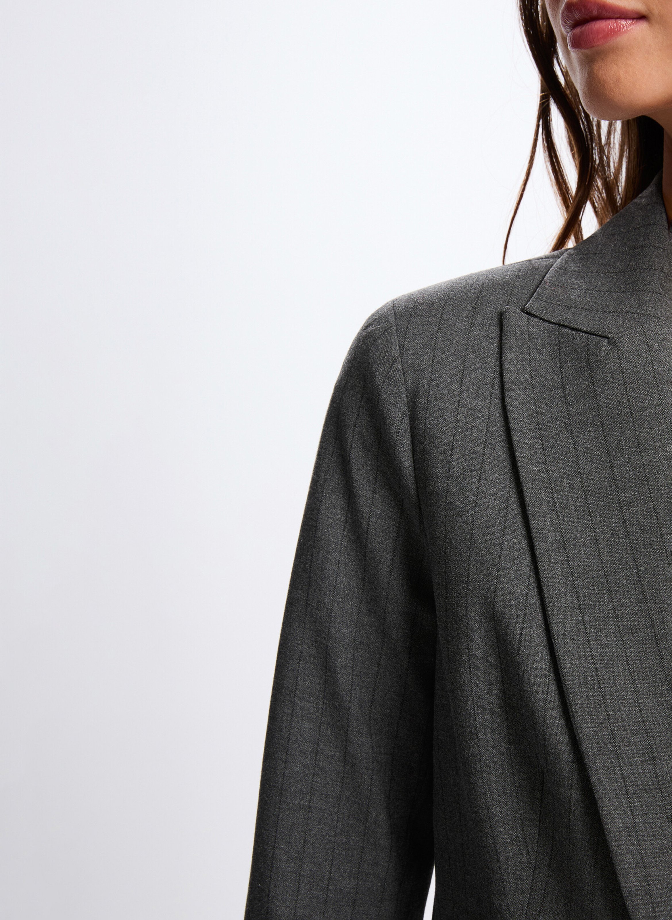 Cotton-blend cardigan with tailored collar MORGAN Grey