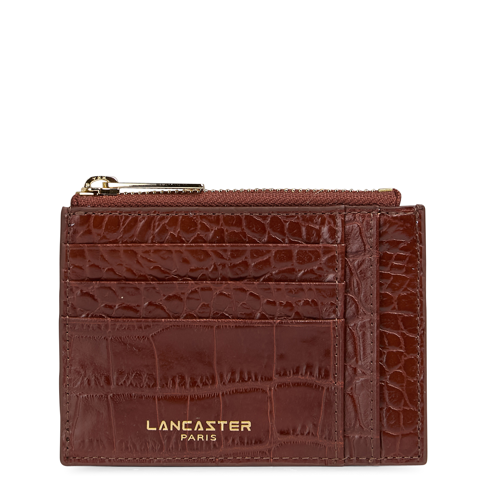 - 100% leer, - 6 kaarthoudersplitten, - 1 centrale zak, - Afmetingen: L10 x H7 cm. LANCASTER PARIS