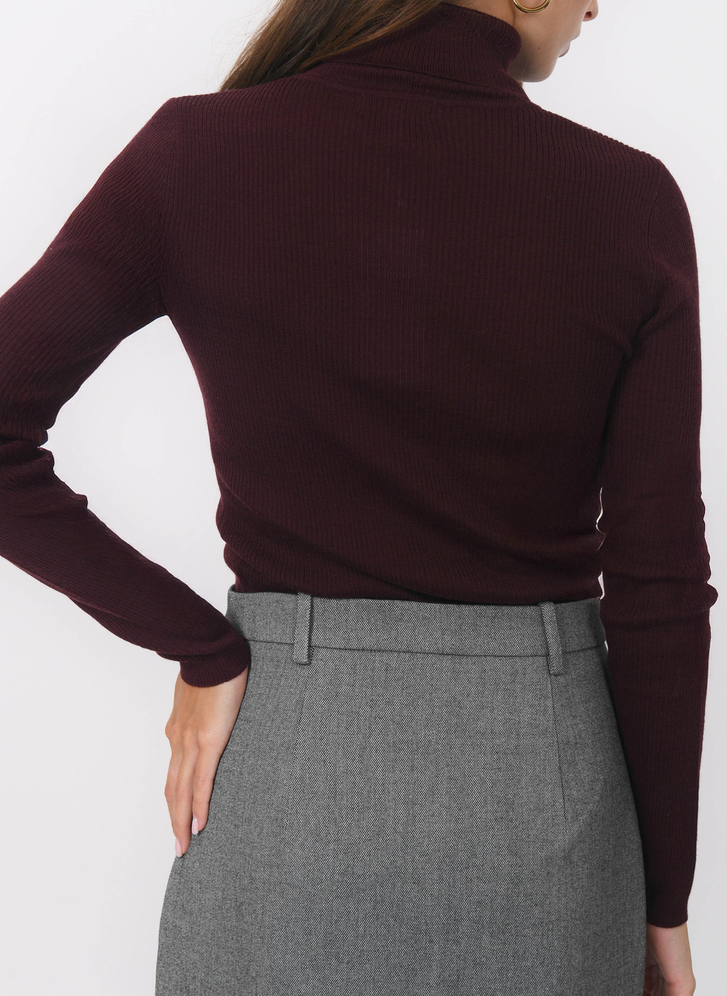 Pull cintré col roulé en laine mélangée KOOKAI Rouge