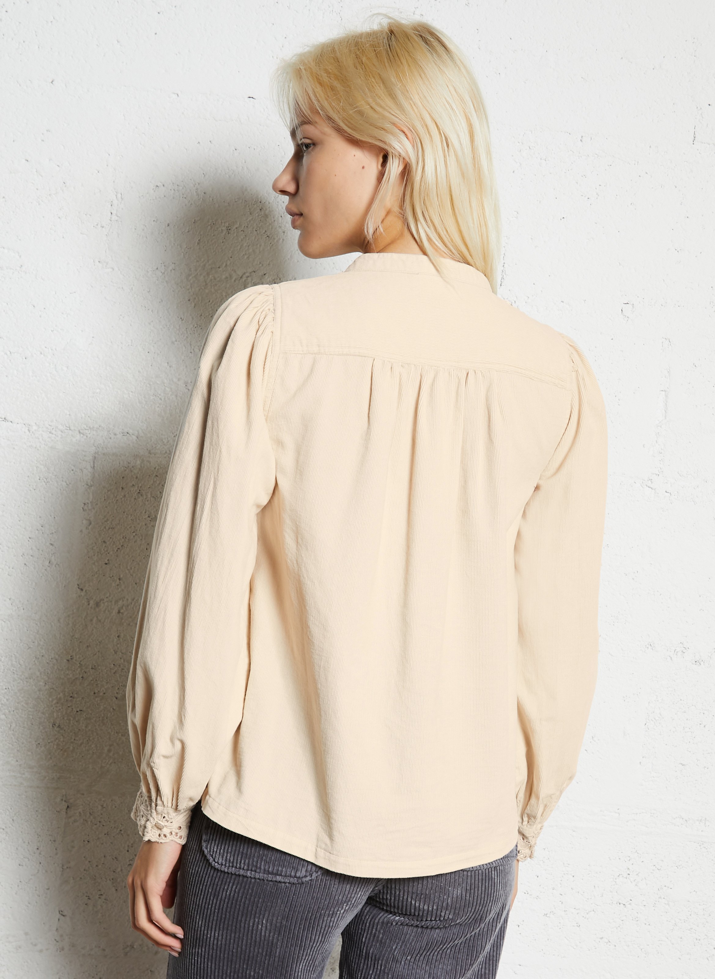 Blouse col rond en velours côtelé MAISON 123 Beige