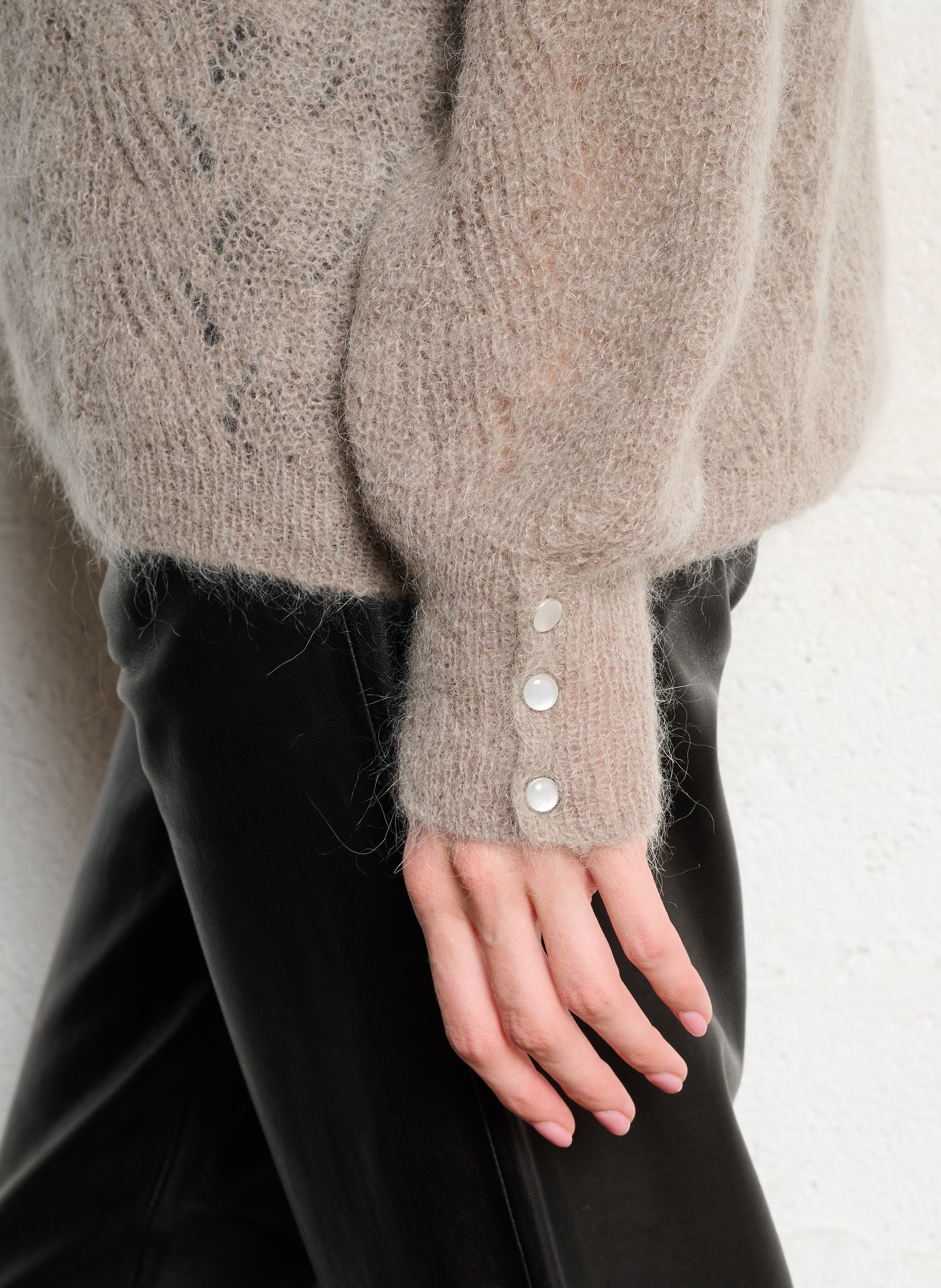 Pull droit en mohair mélangé IKKS Beige