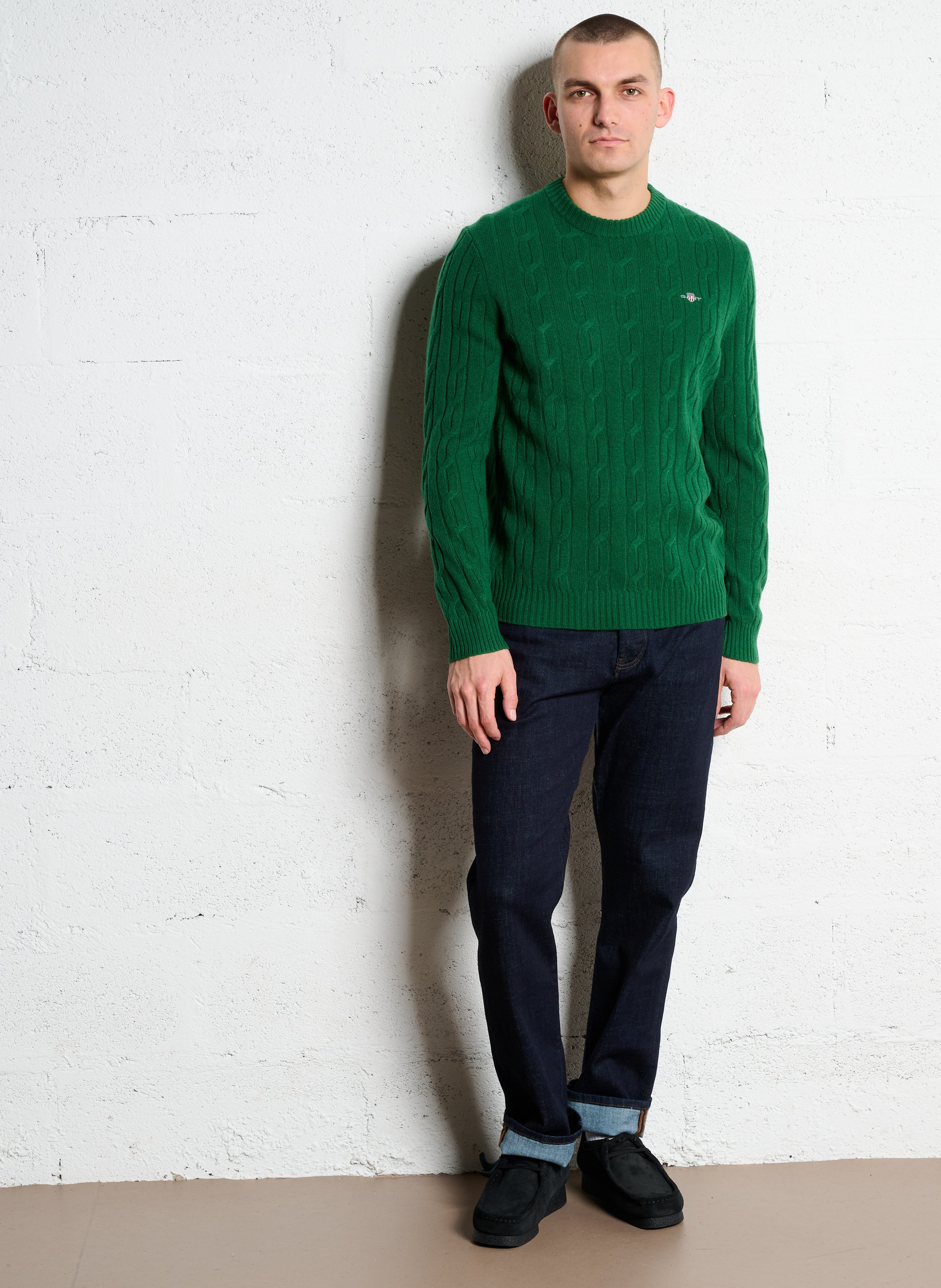 Pull oversize col rond en laine GANT Vert