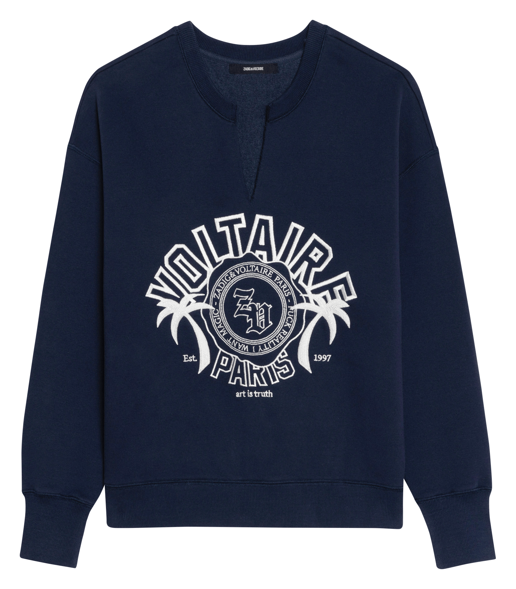 Sweat col rond droit brodé  ZADIG&VOLTAIRE Bleu