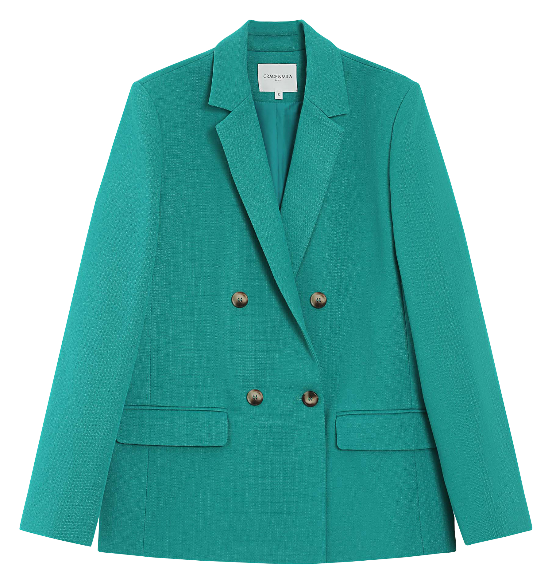 Plain straight blazer GRACE ET MILA Green