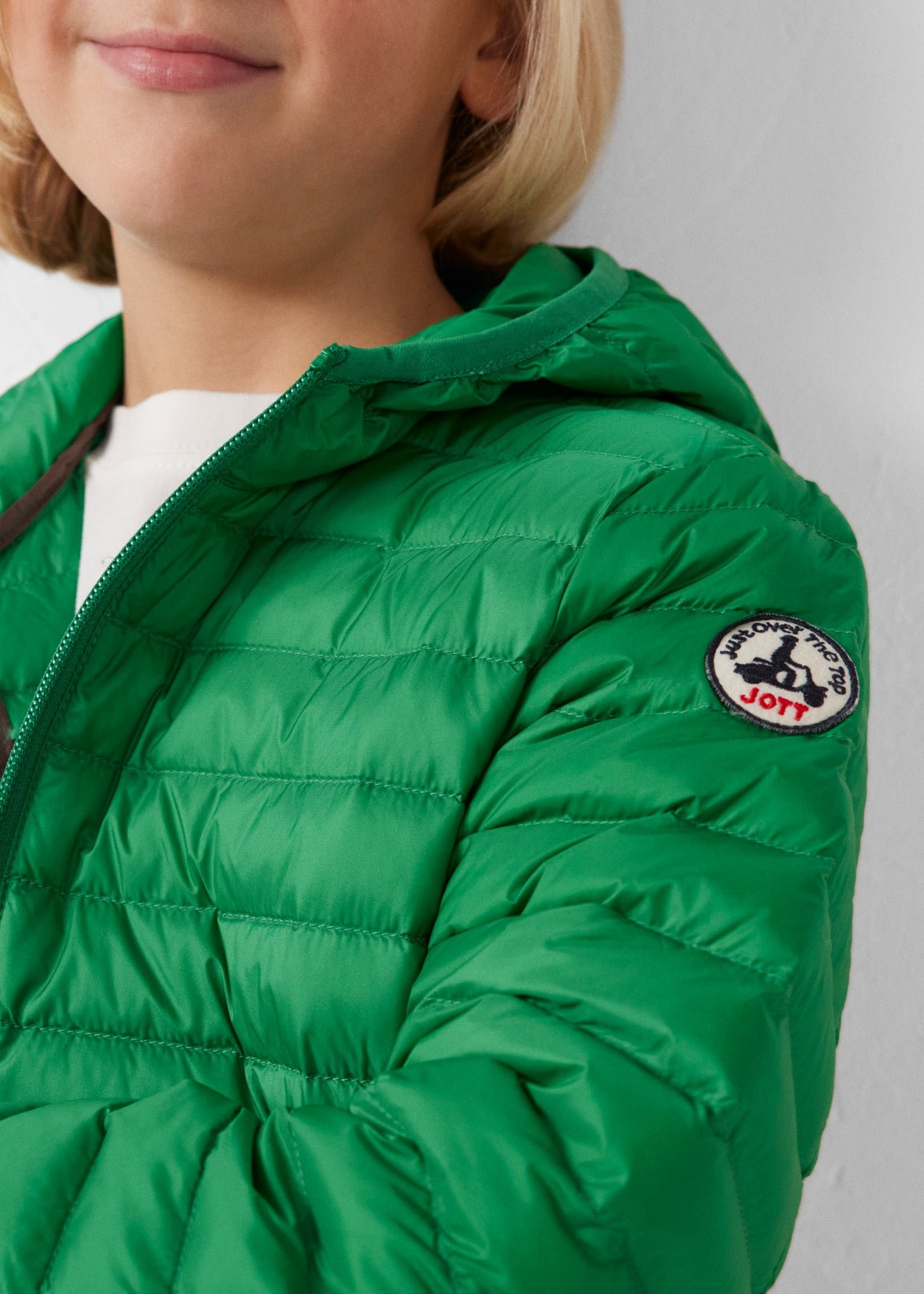 Hugo lightweight hooded child's puffer coat JOTT Green