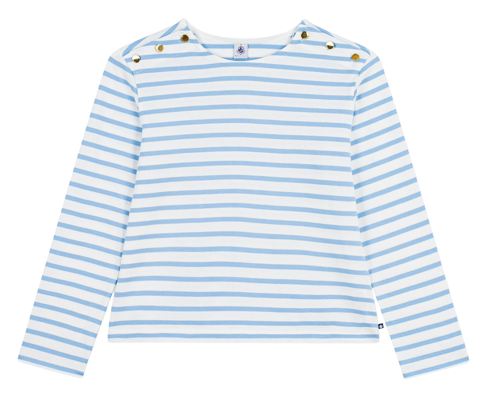 T-shirt met rechte pasvorm en streepdessin met knoopdetails PETIT BATEAU Blauw