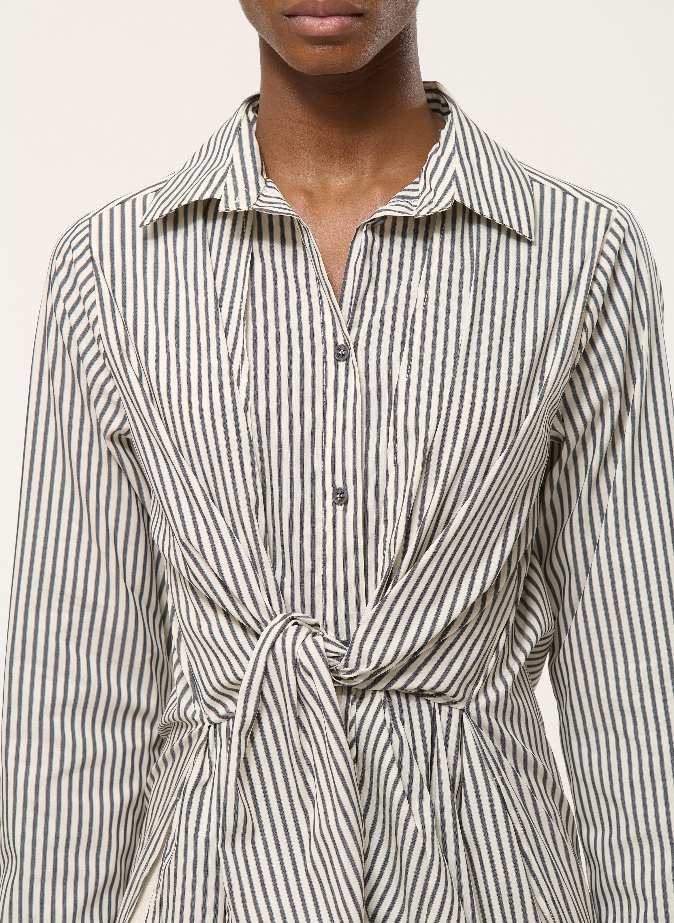 Abito camicia in popeline a righe HUMILITY Grigio