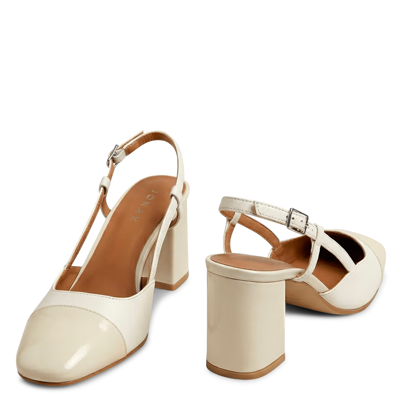 Babies à talons en cuir vernis JONAK Blanc