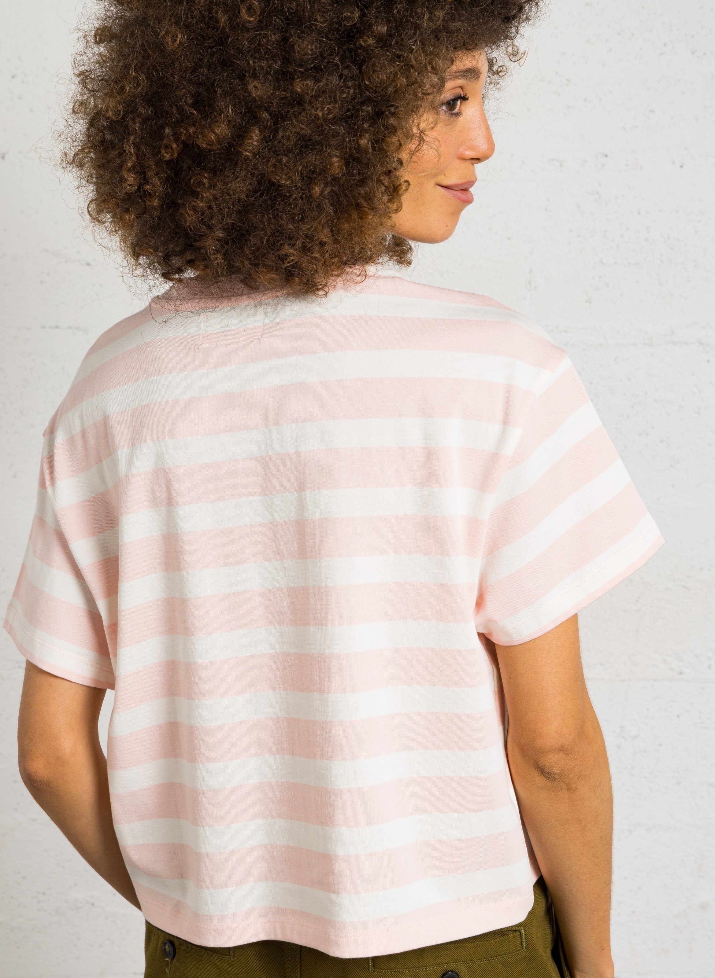 Tee-shirt oversize col rond en coton DES PETITS HAUTS Rose