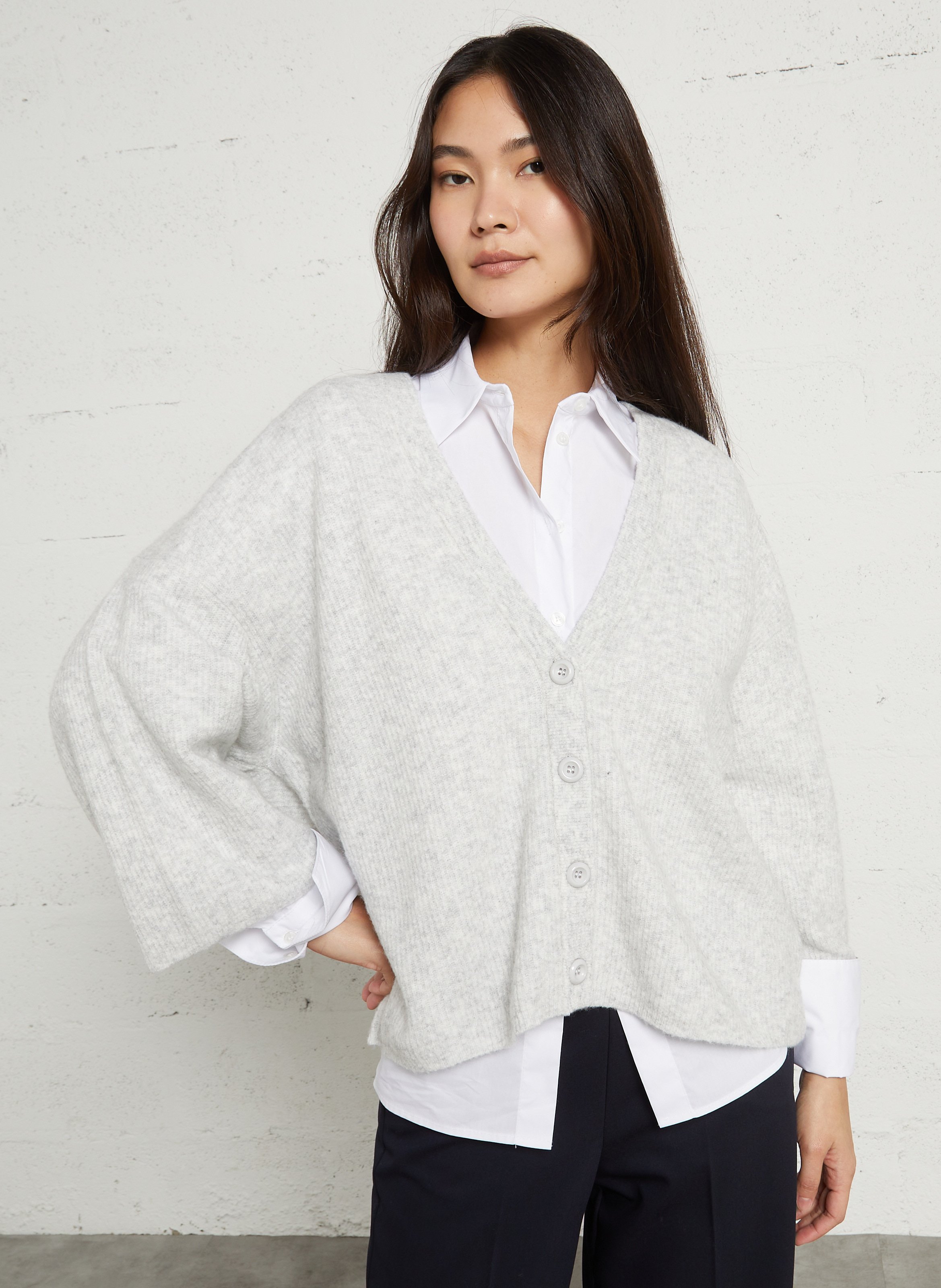 Oversized ronde hals gebreid vest AMERICAN VINTAGE