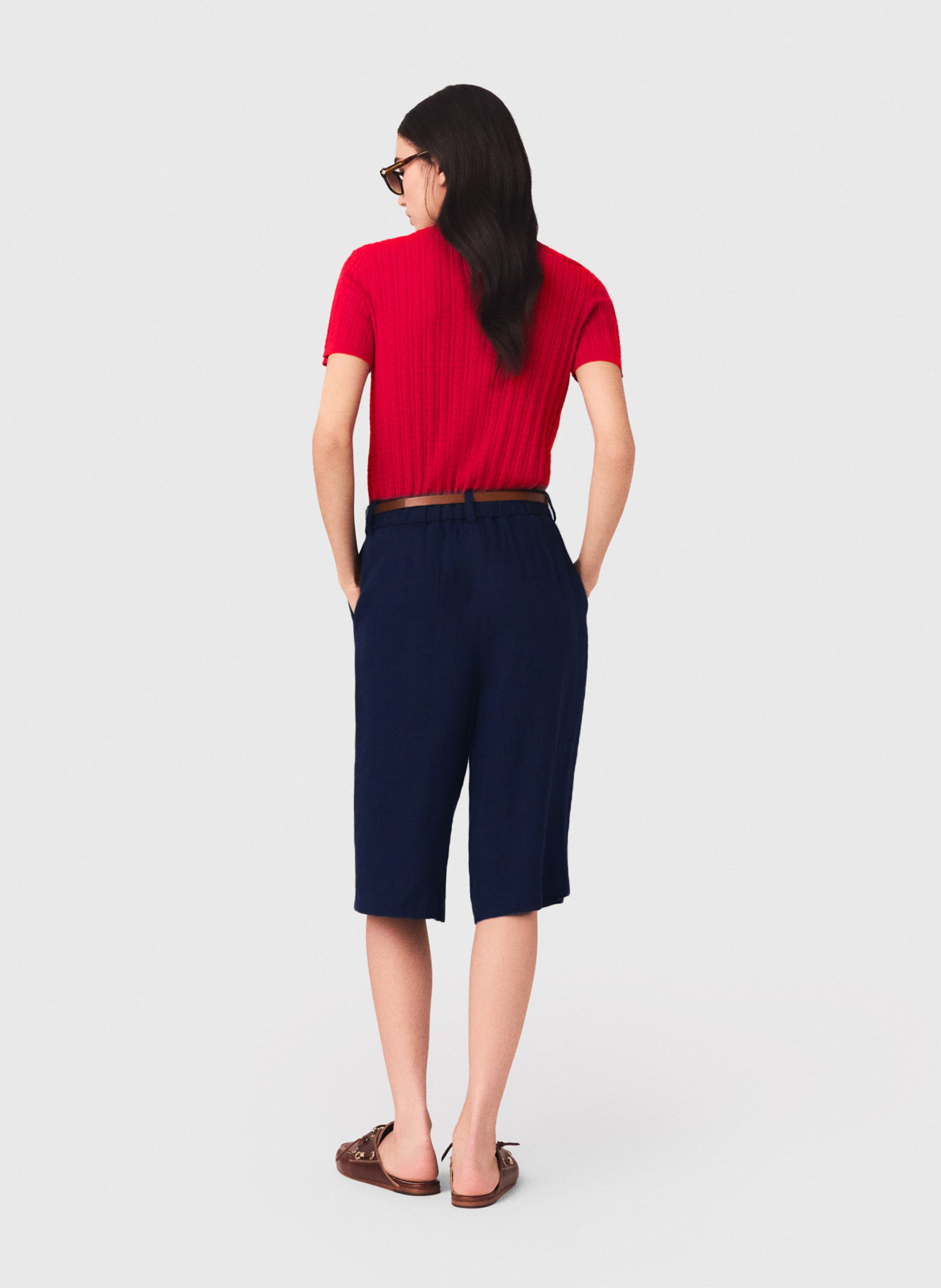 Bermuda large en lin mélangé MAJE Bleu