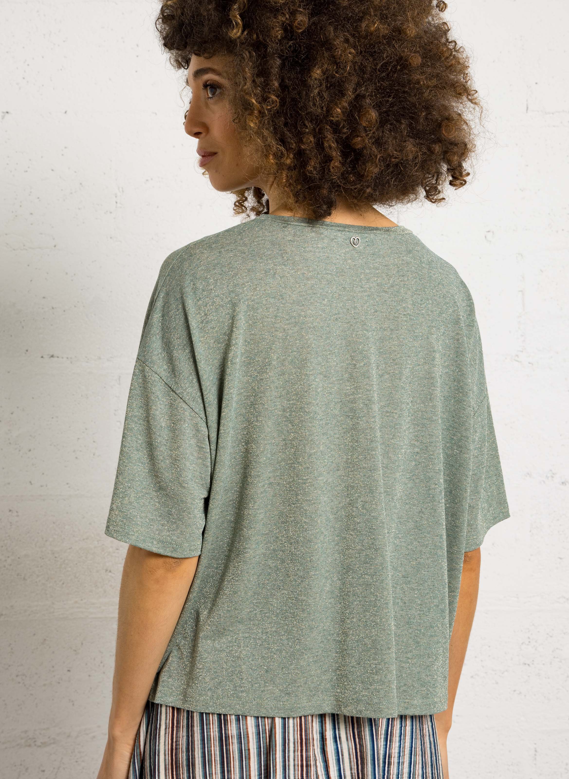 Tee-shirt fluide ample métallisé PLEASE Vert