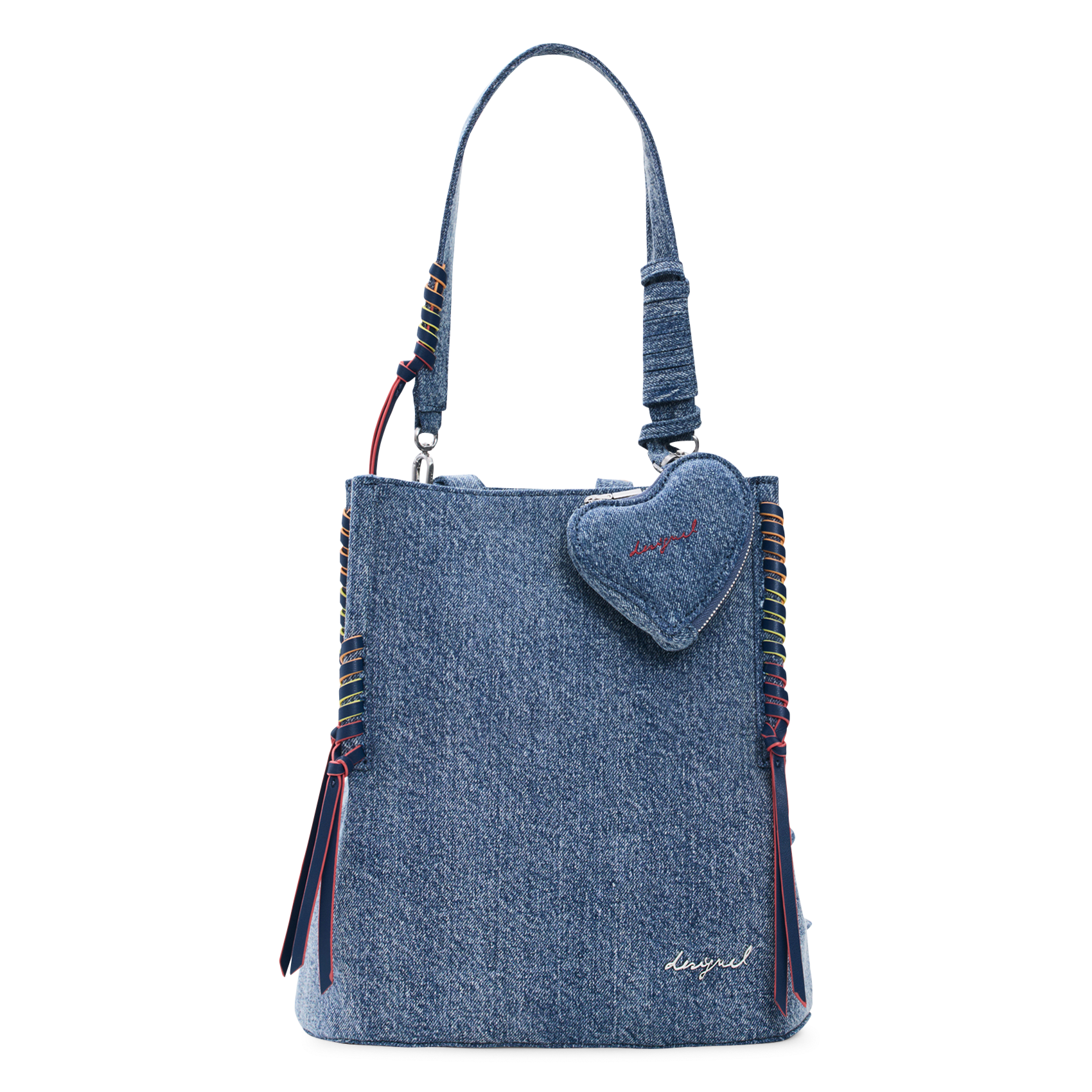 Denim backpack with heart DESIGUAL Blue