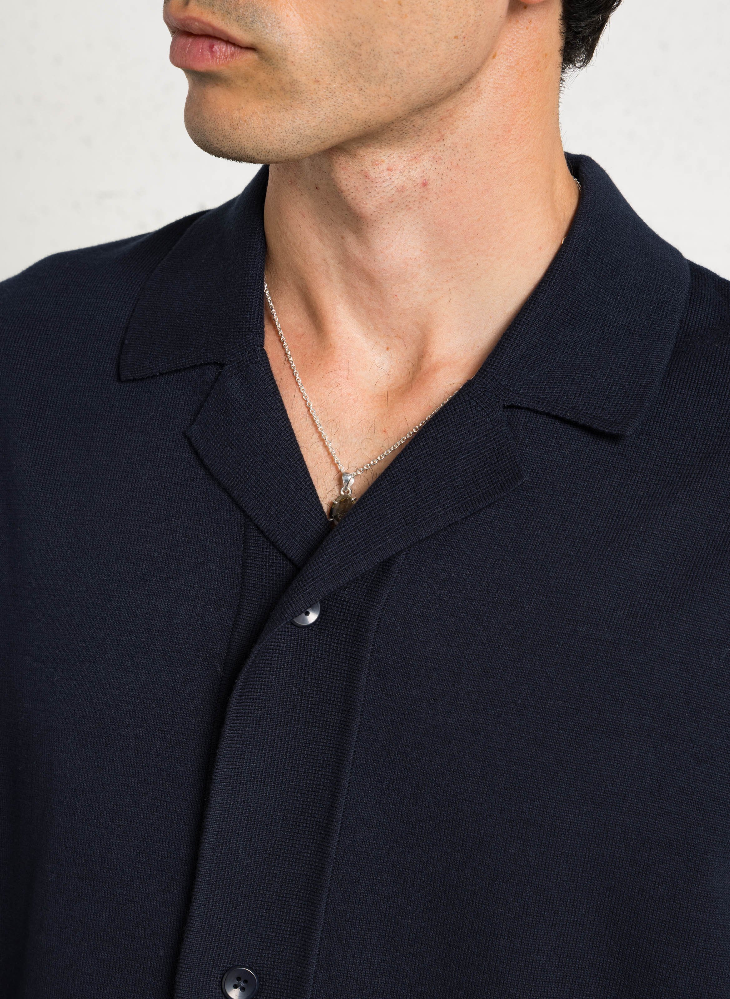 Gilet diritto colletto cubano in cotone. LES DEUX Blu