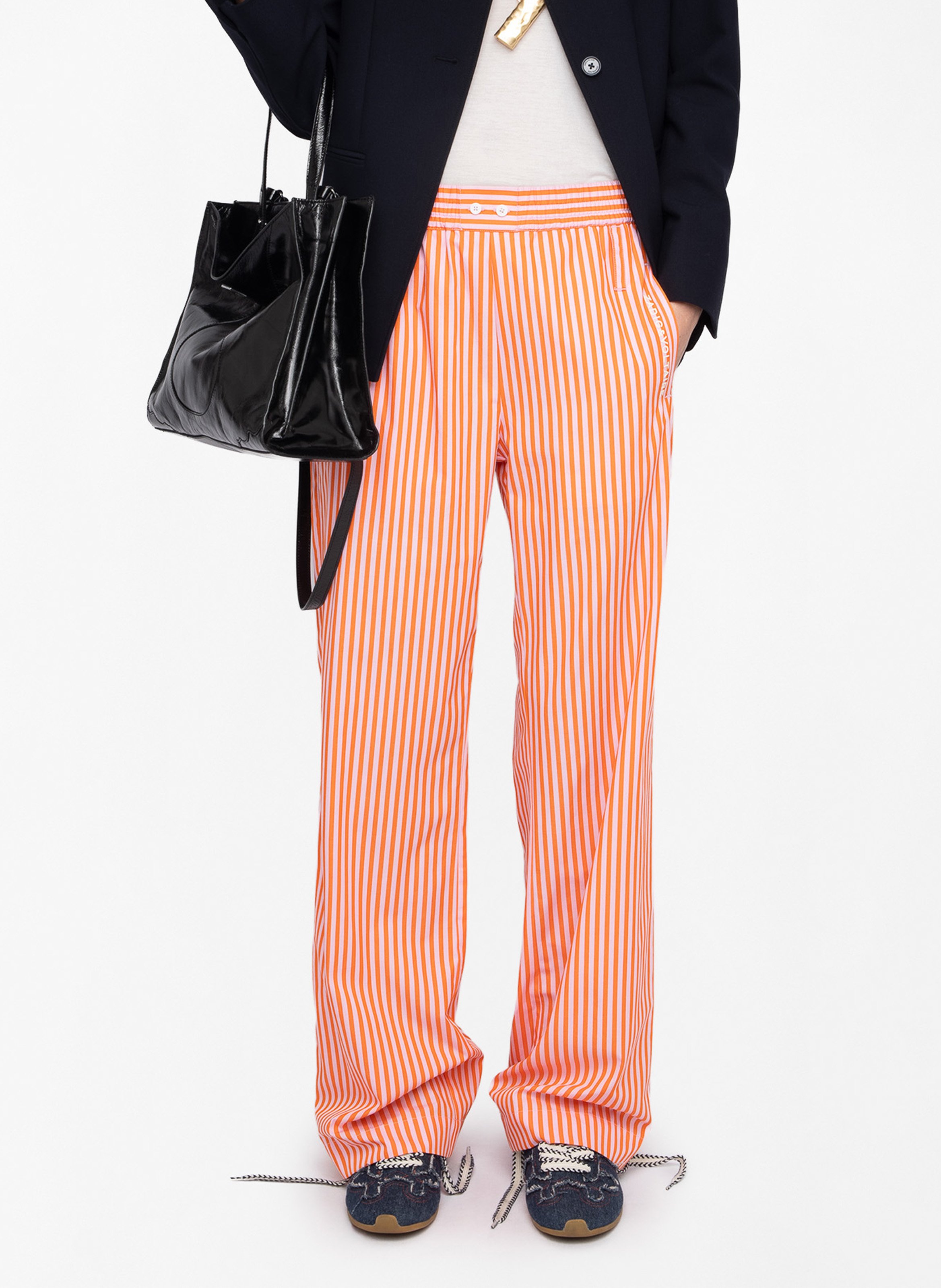 Pantalon droit en coton rayé ZADIG&VOLTAIRE Rose
