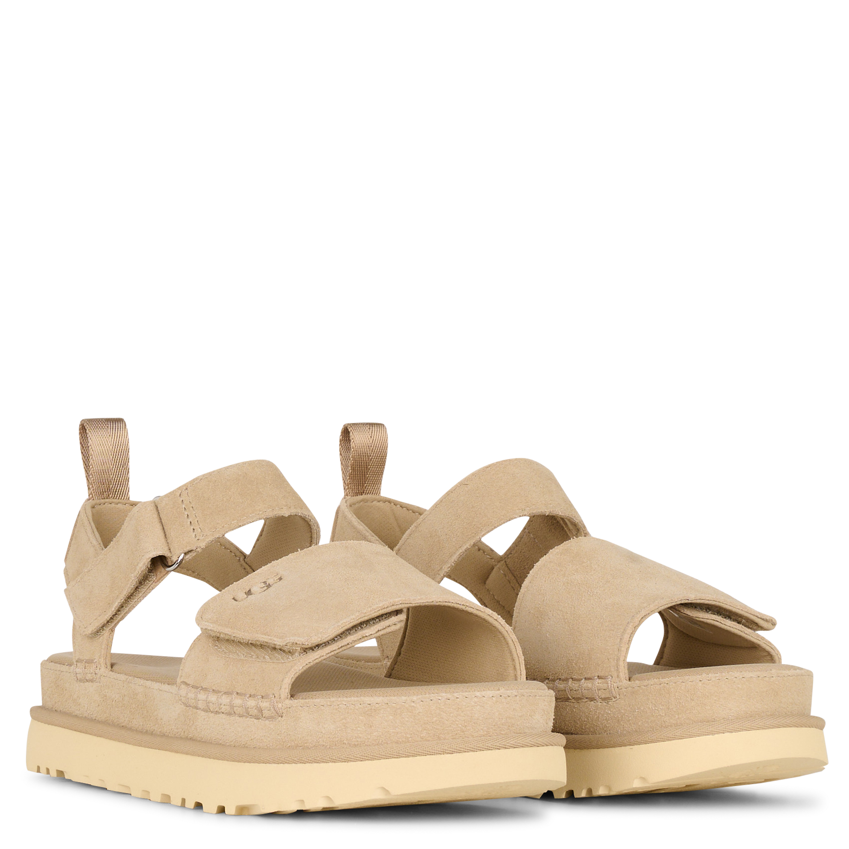 Sandales compensées en cuir Beige