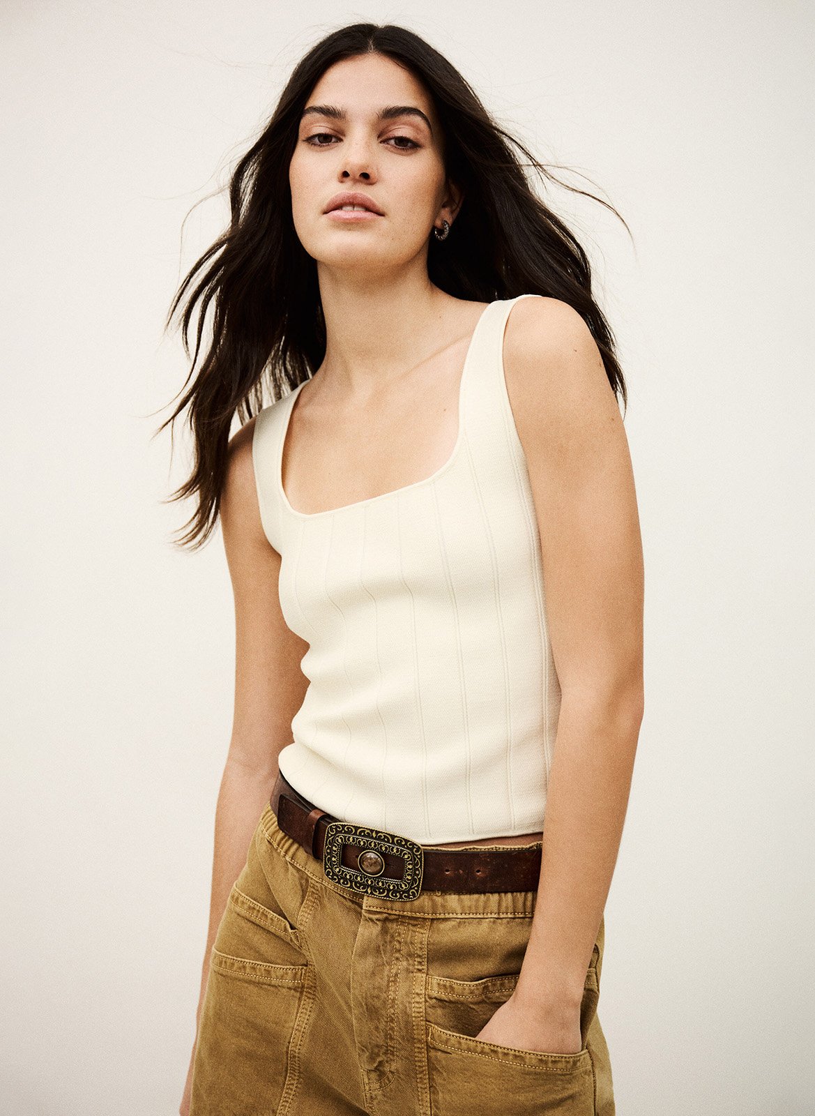 Mouwloze top met vierkante hals BA&SH Beige