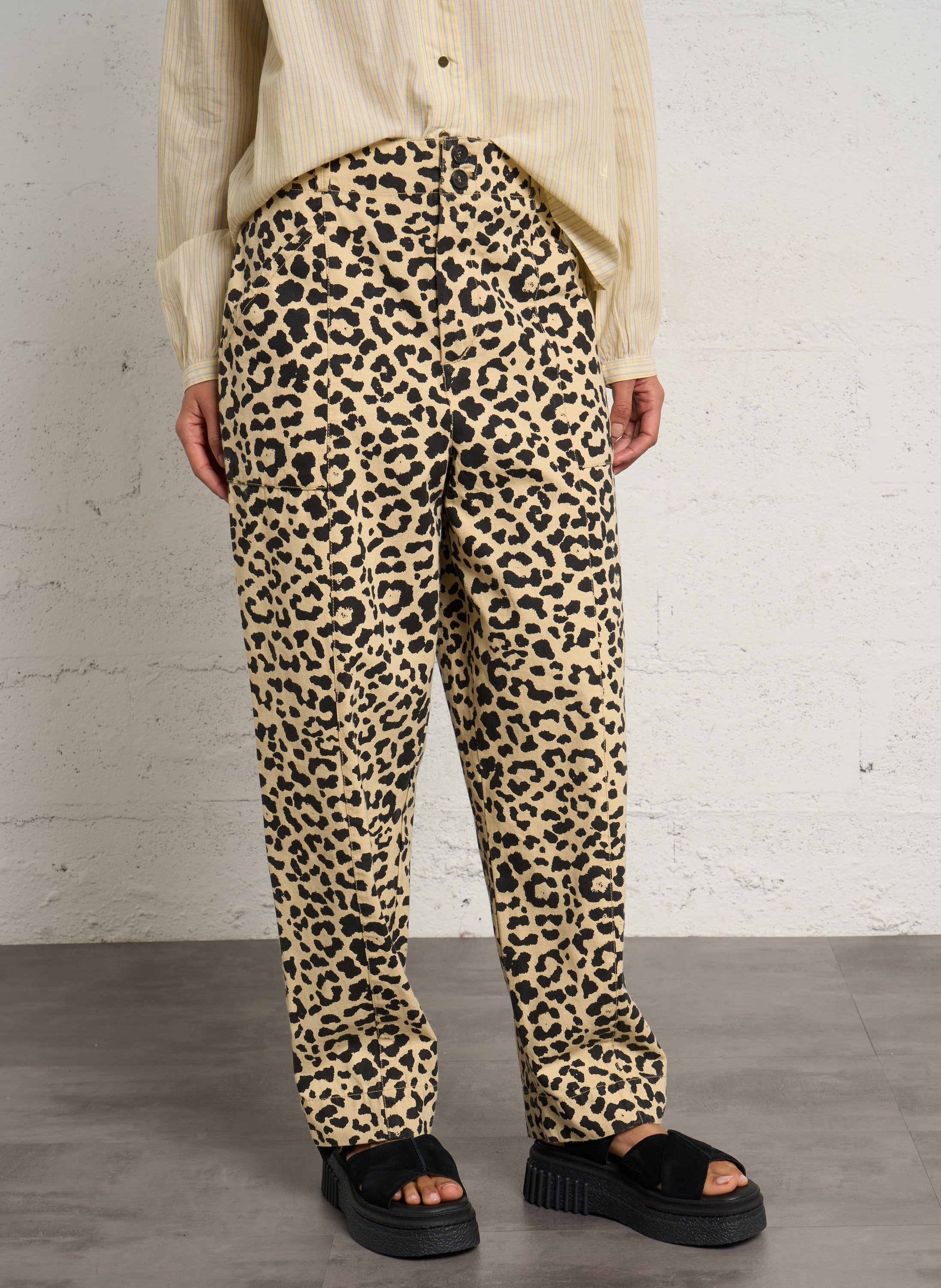 Norton printed straight trousers LEON & HARPER Brown