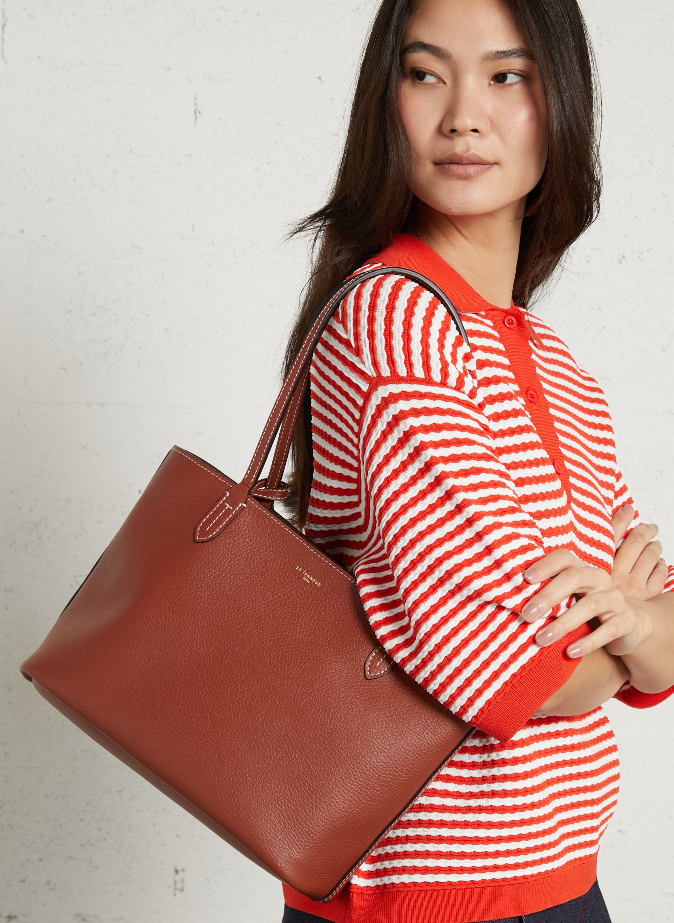 Cabas en cuir  LE TANNEUR Marron