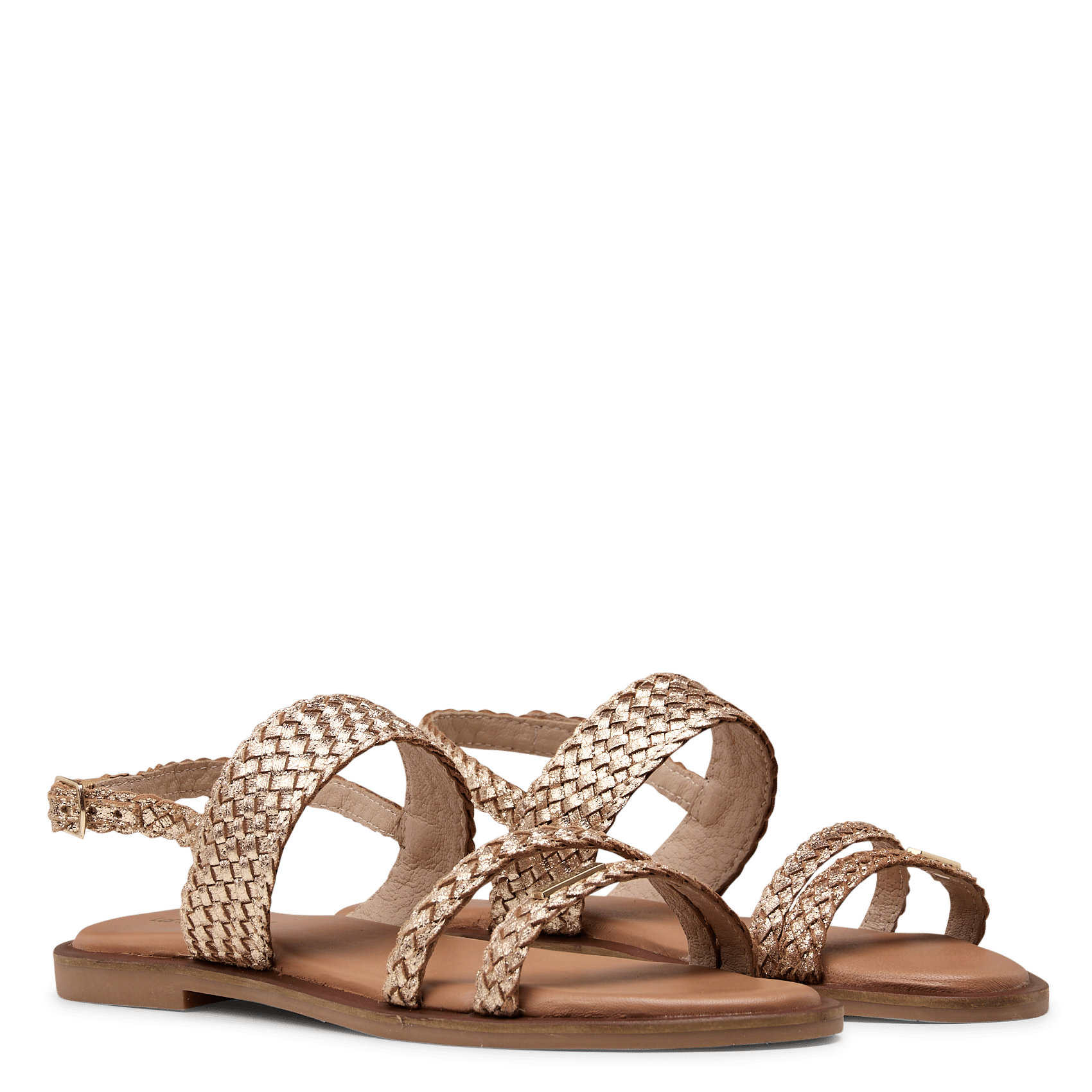 Platte, gevlochten leren sandalen LES TROPEZIENNES PAR M.BELARBI Goudkleurig