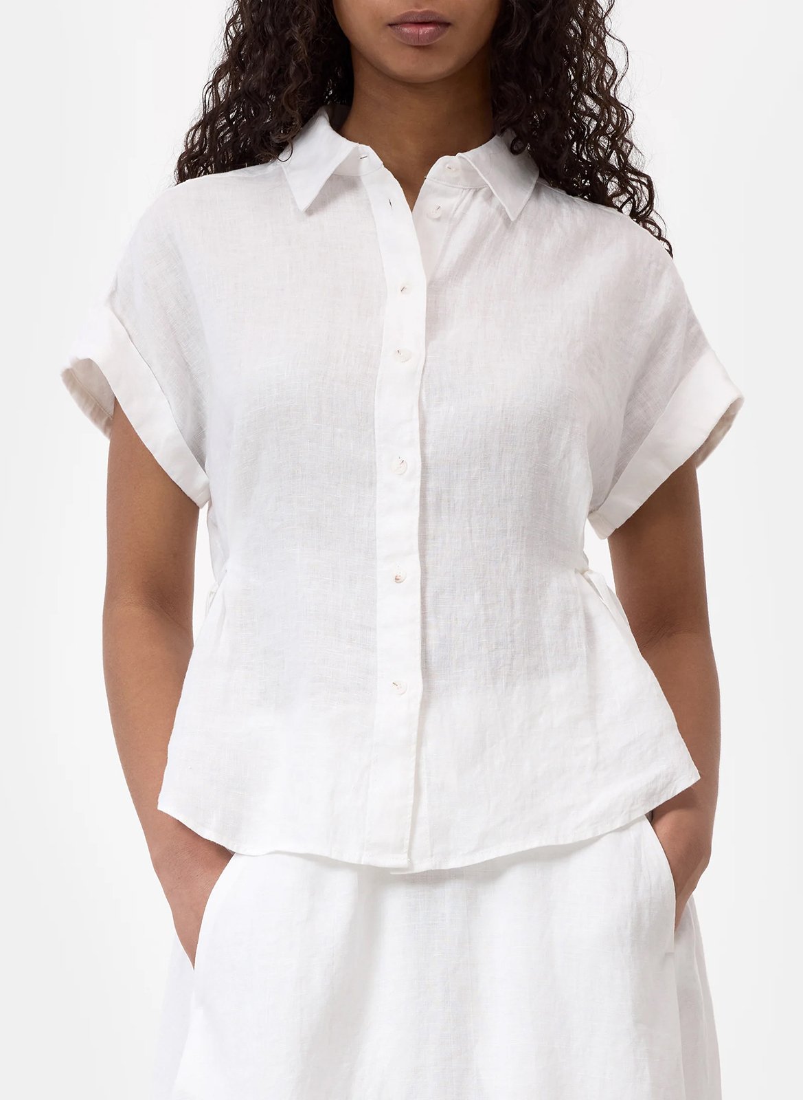 Straight linen shirt with classic collar CLOSED White