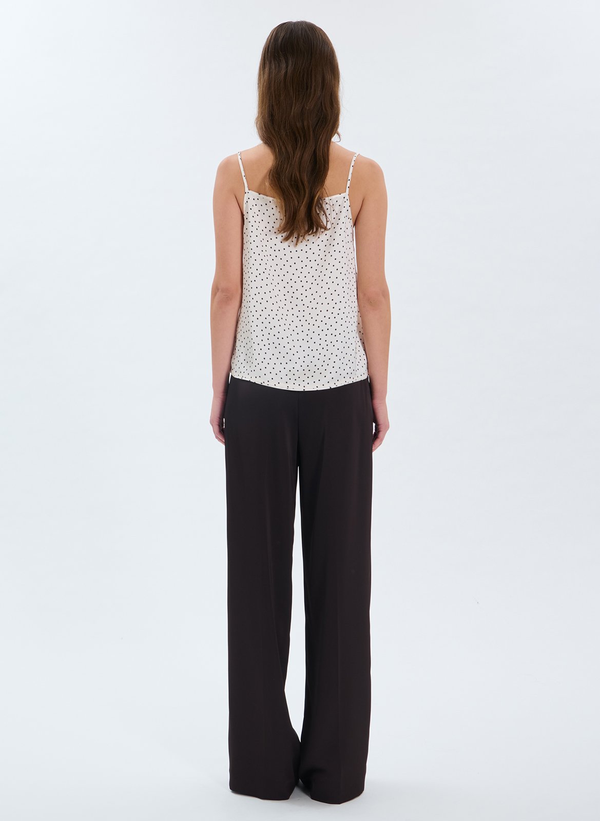 Straight-cut printed V-neck top ZAPA White