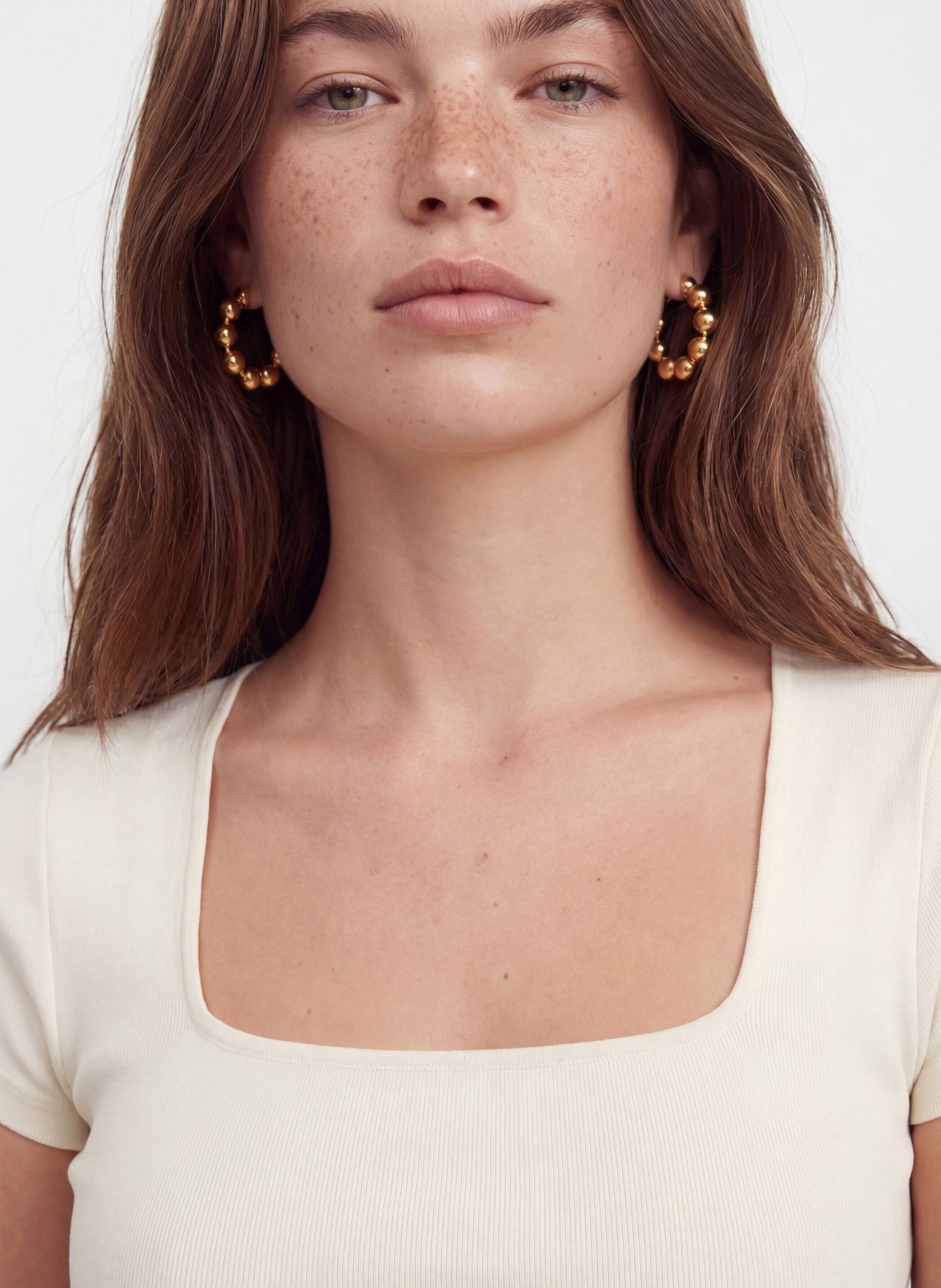 Top aus Baumwoll-Mix mit eckigem Ausschnitt KOOKAI Weiss