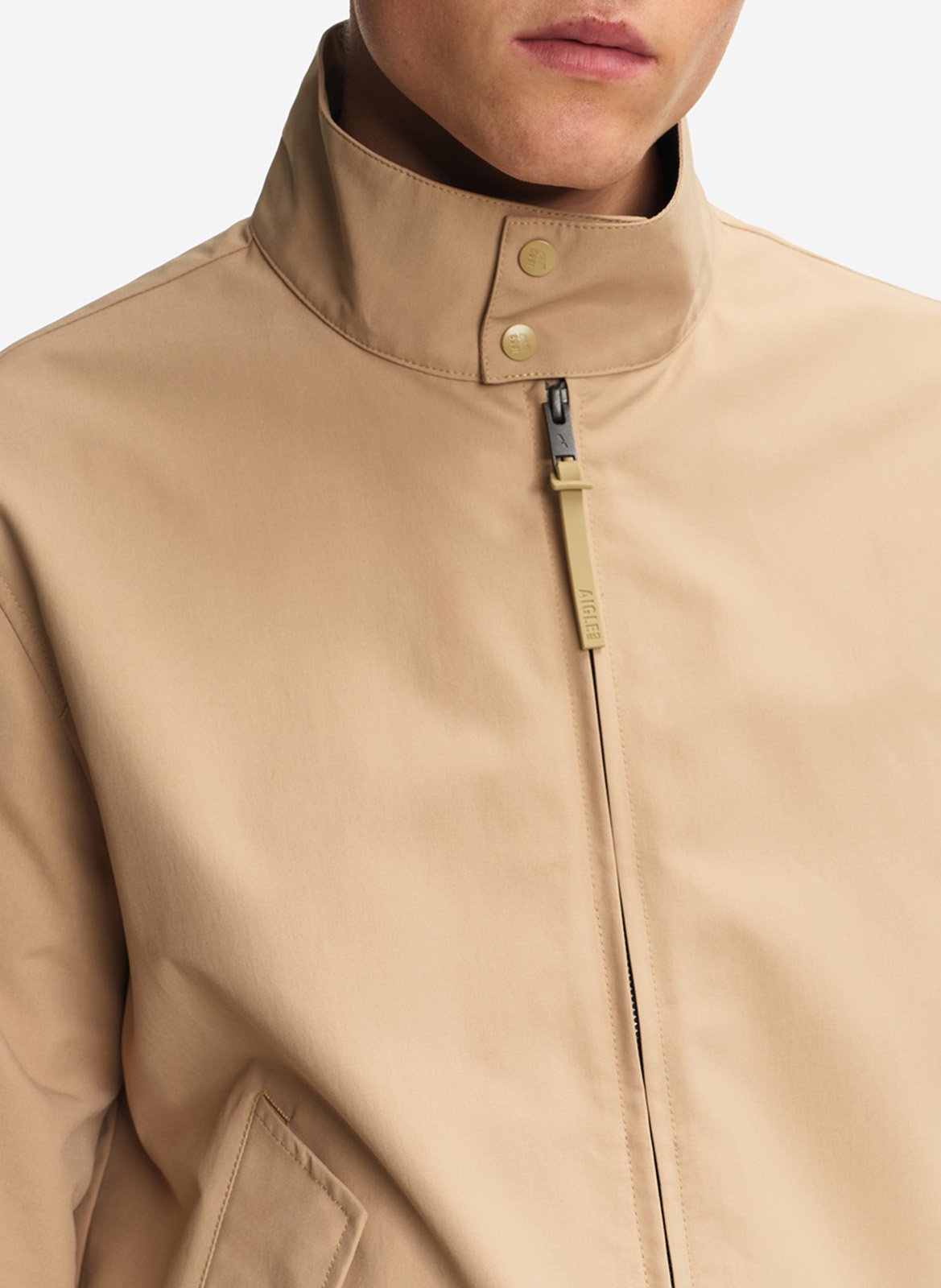 Solid zip-up straight jacket AIGLE Beige