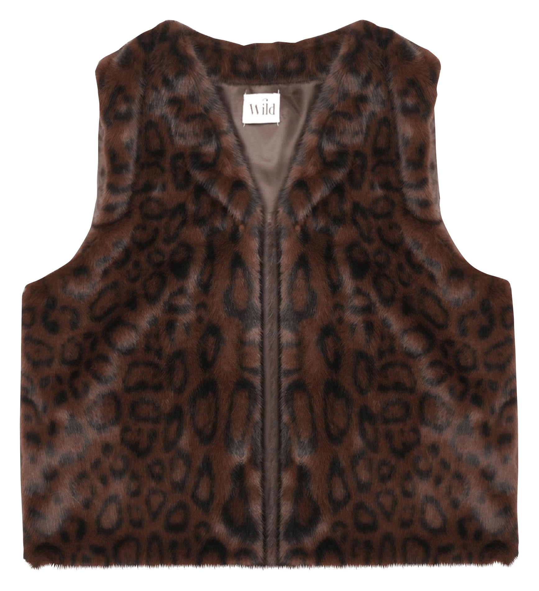 Veste col V effet fourrure WILD Marron