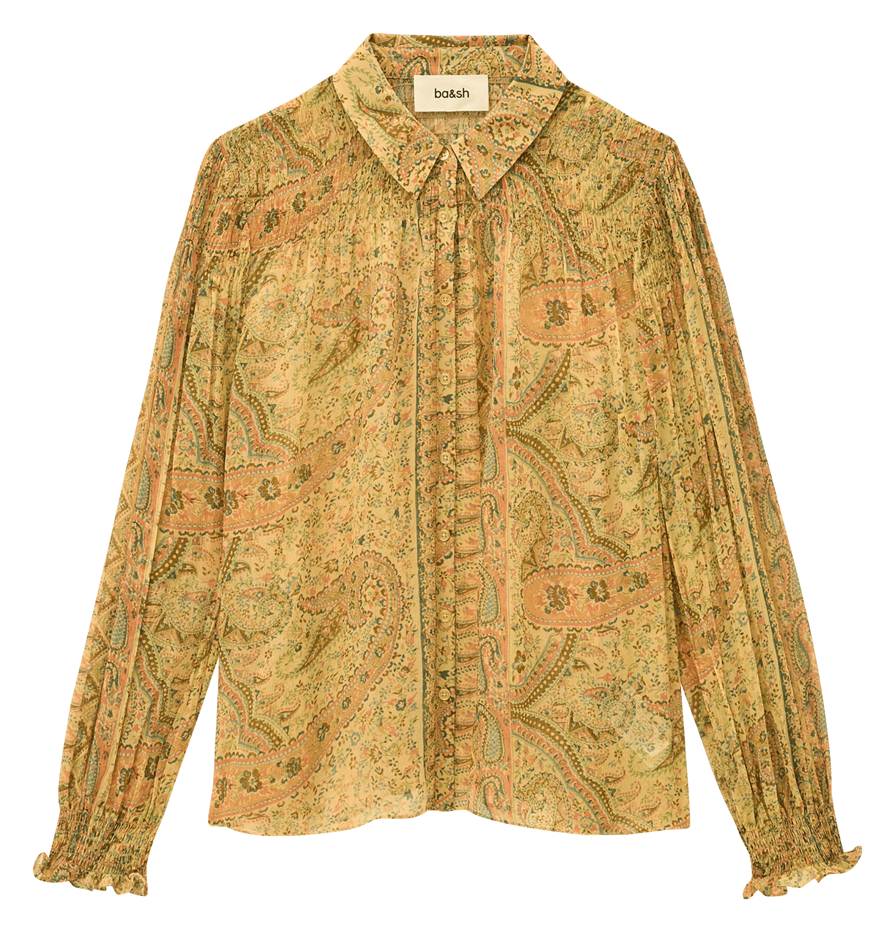 Gedrukte vloeibare blouse met knoopjes BA&SH Geel