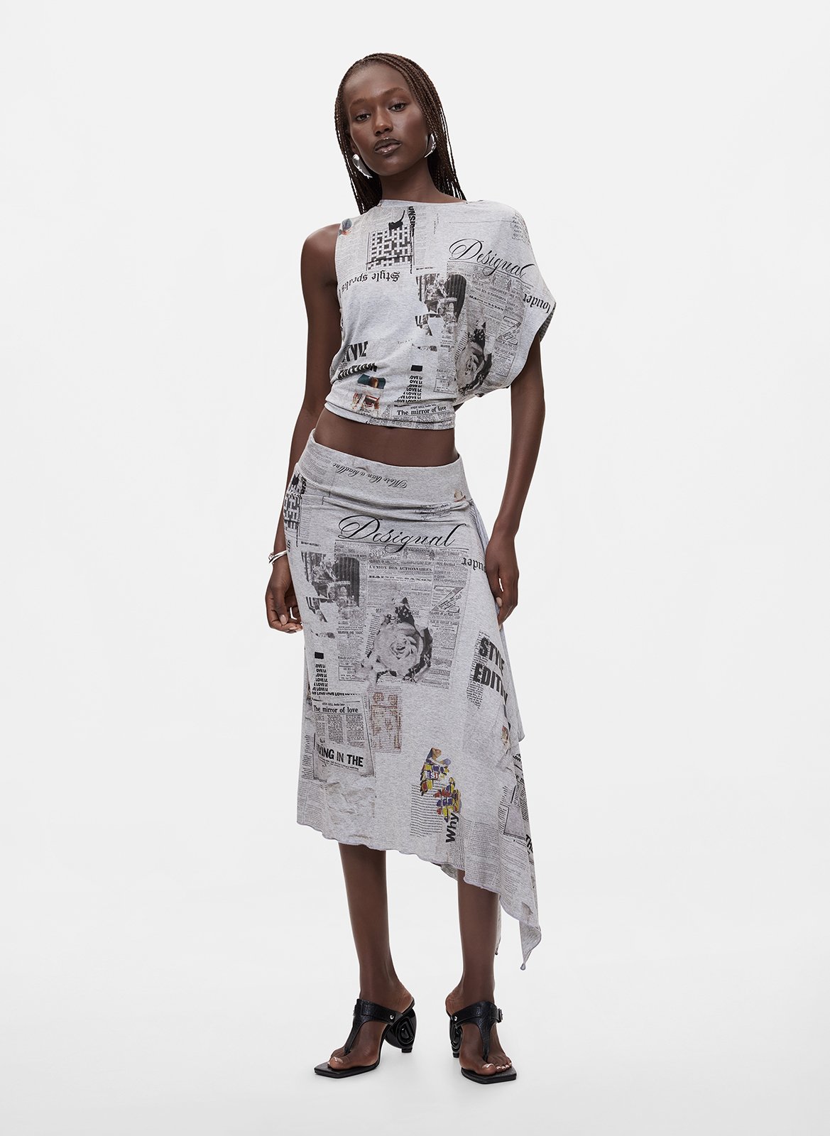 Top col rond asymétrique DESIGUAL Noir