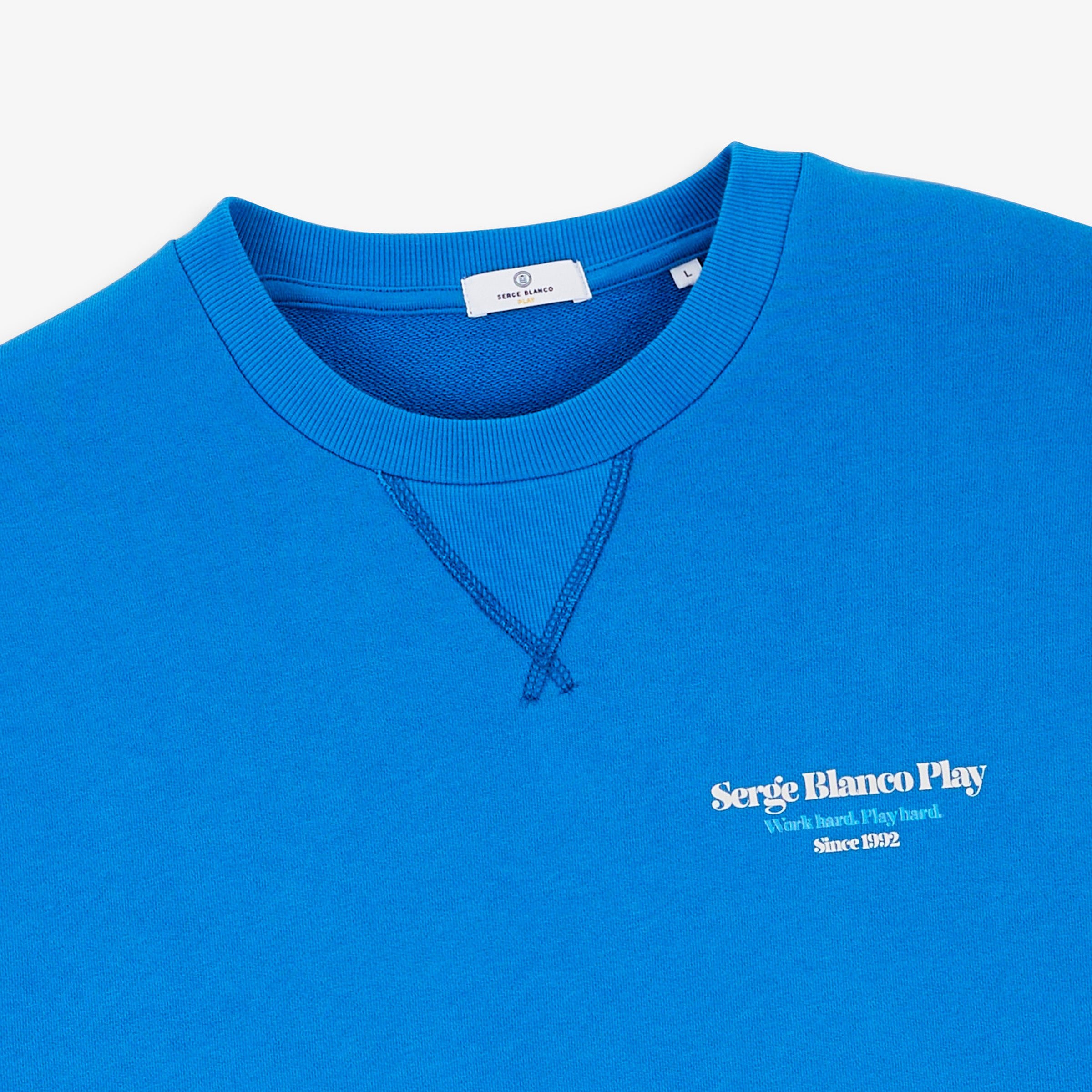 Blue Niva round neck sweatshirt with ski & raclette print SERGE BLANCO Blue
