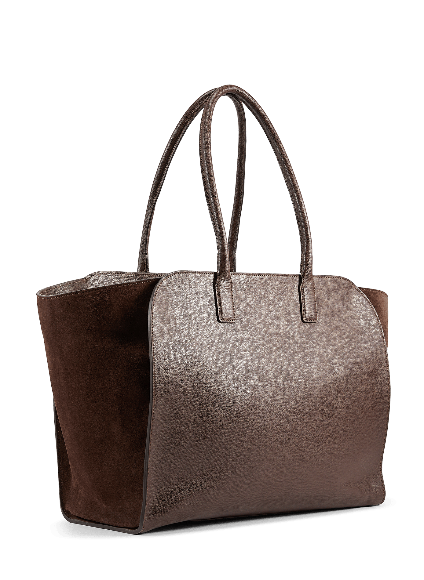 Ibiza grained leather tote bag with suede panel SAISON 1865 Brown