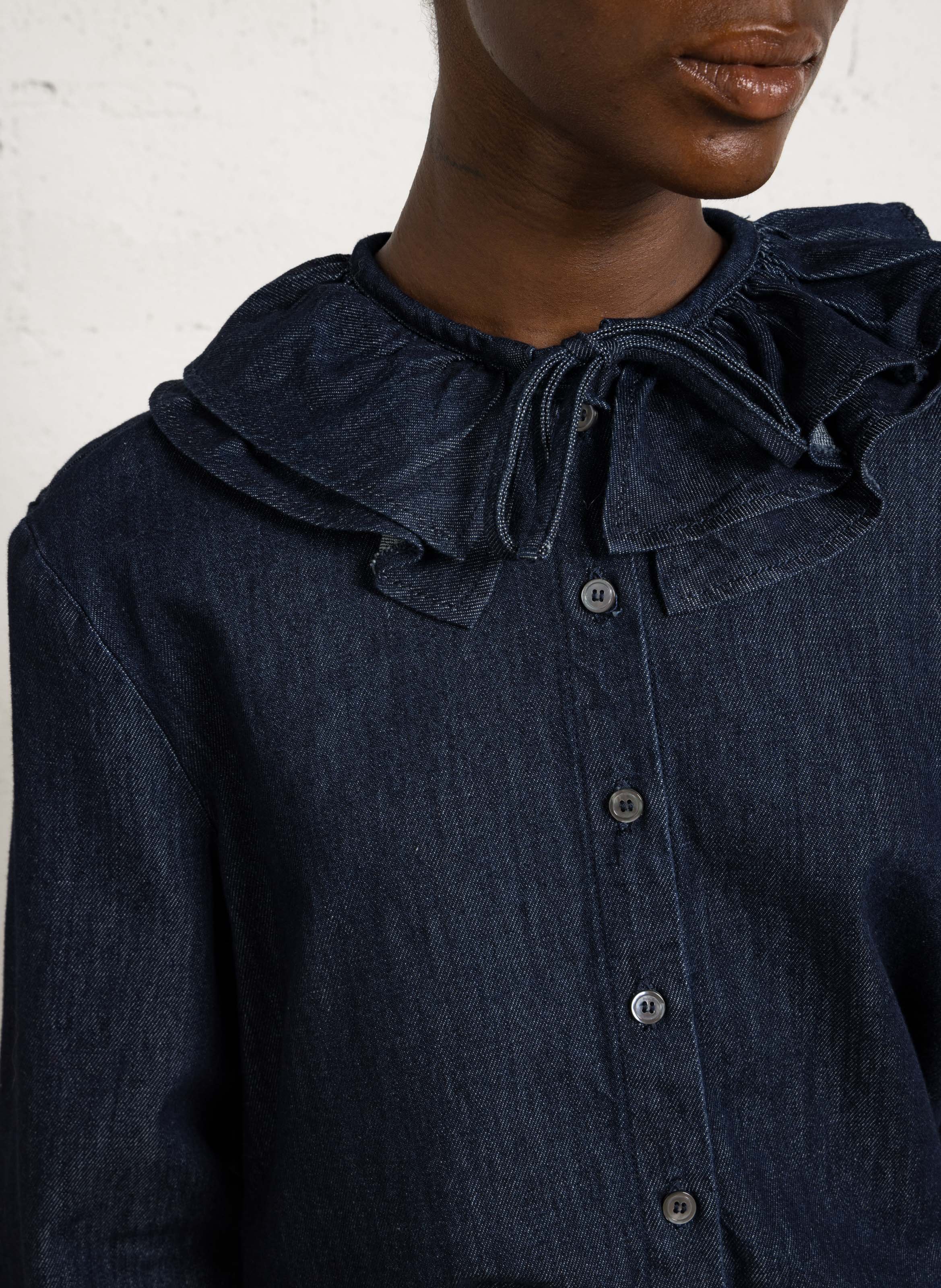 Loose-fit round-neck cotton shirt DES PETITS HAUTS Blue