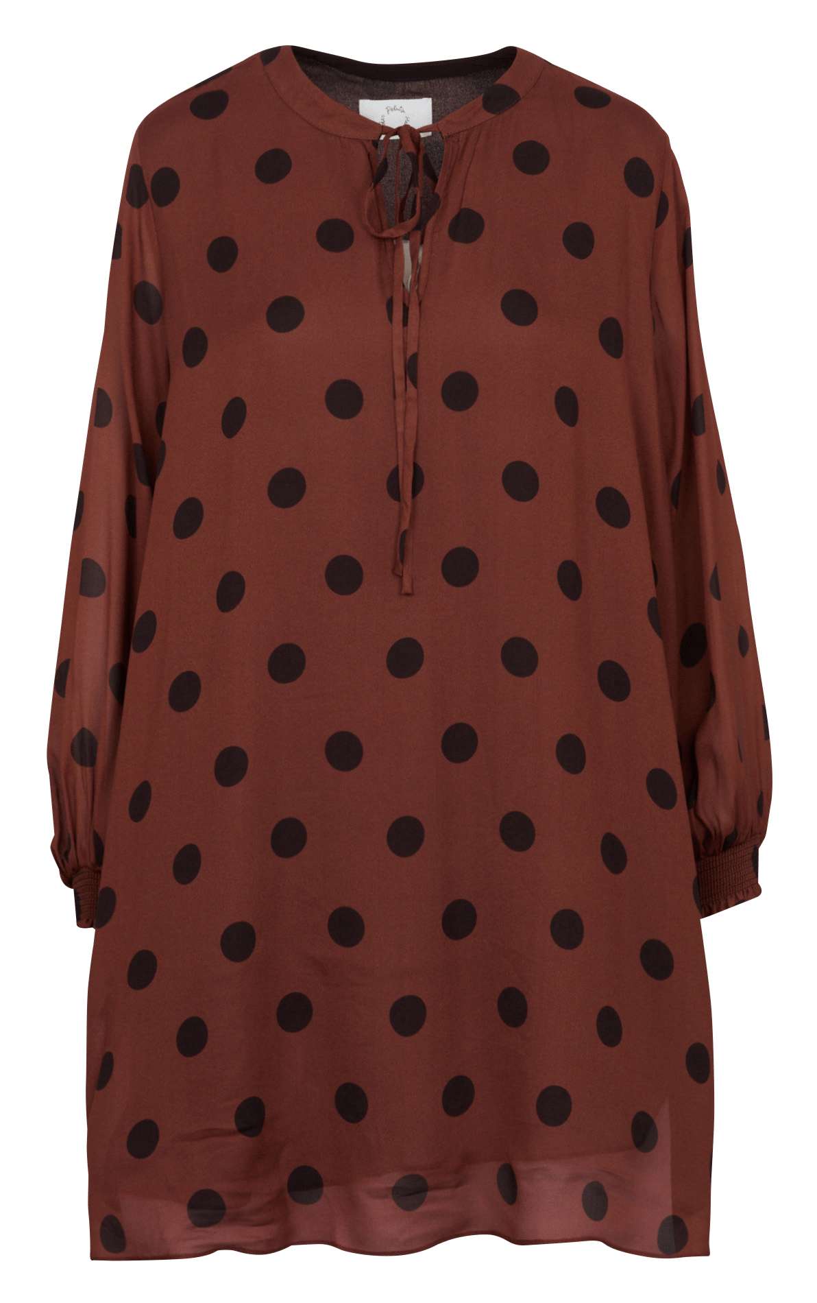 Langärmliges Kurzkleid mit Print DES PETITS HAUTS Braun