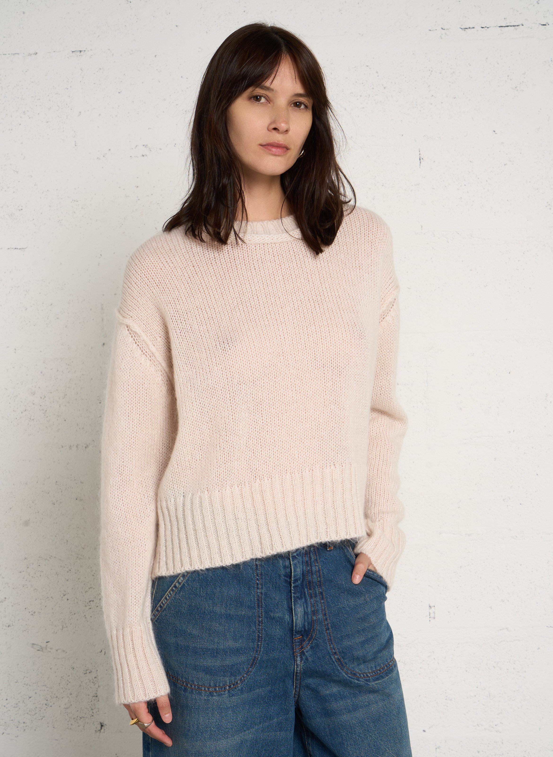 Pull col rond en laine mélangée BELLA JONES Beige