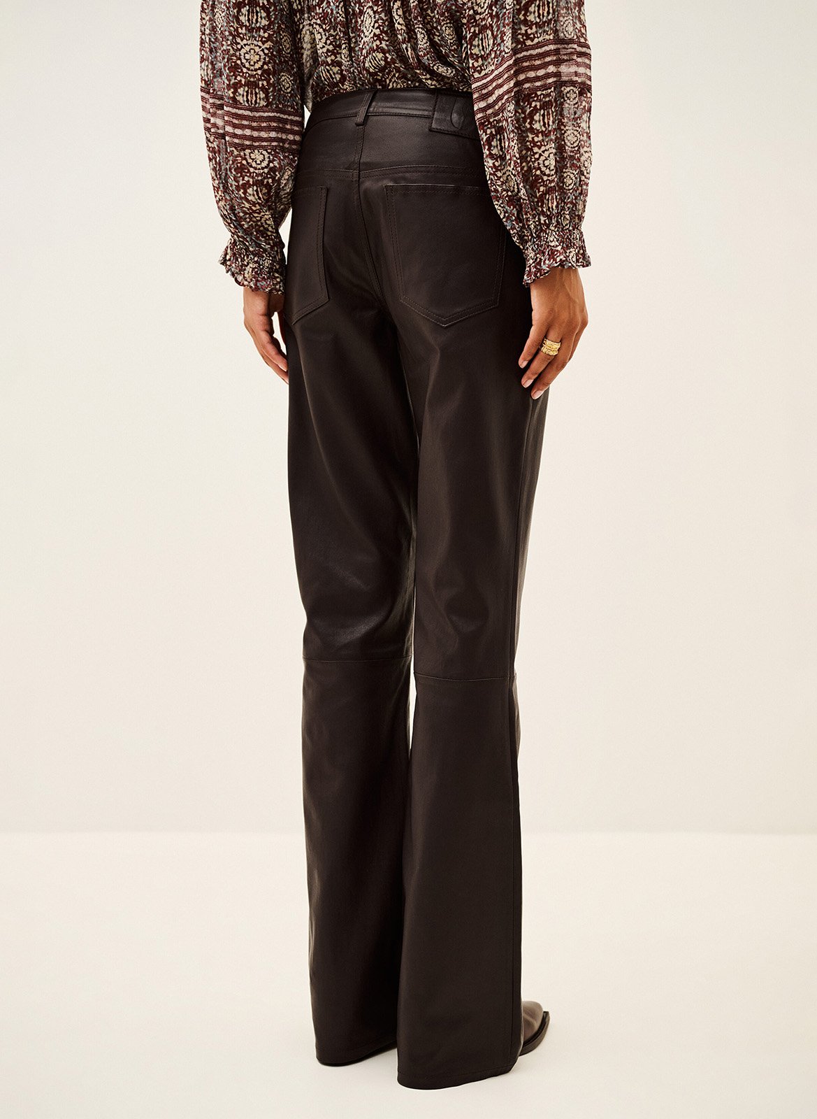 Pantalon boot cut en cuir BA&SH Marron