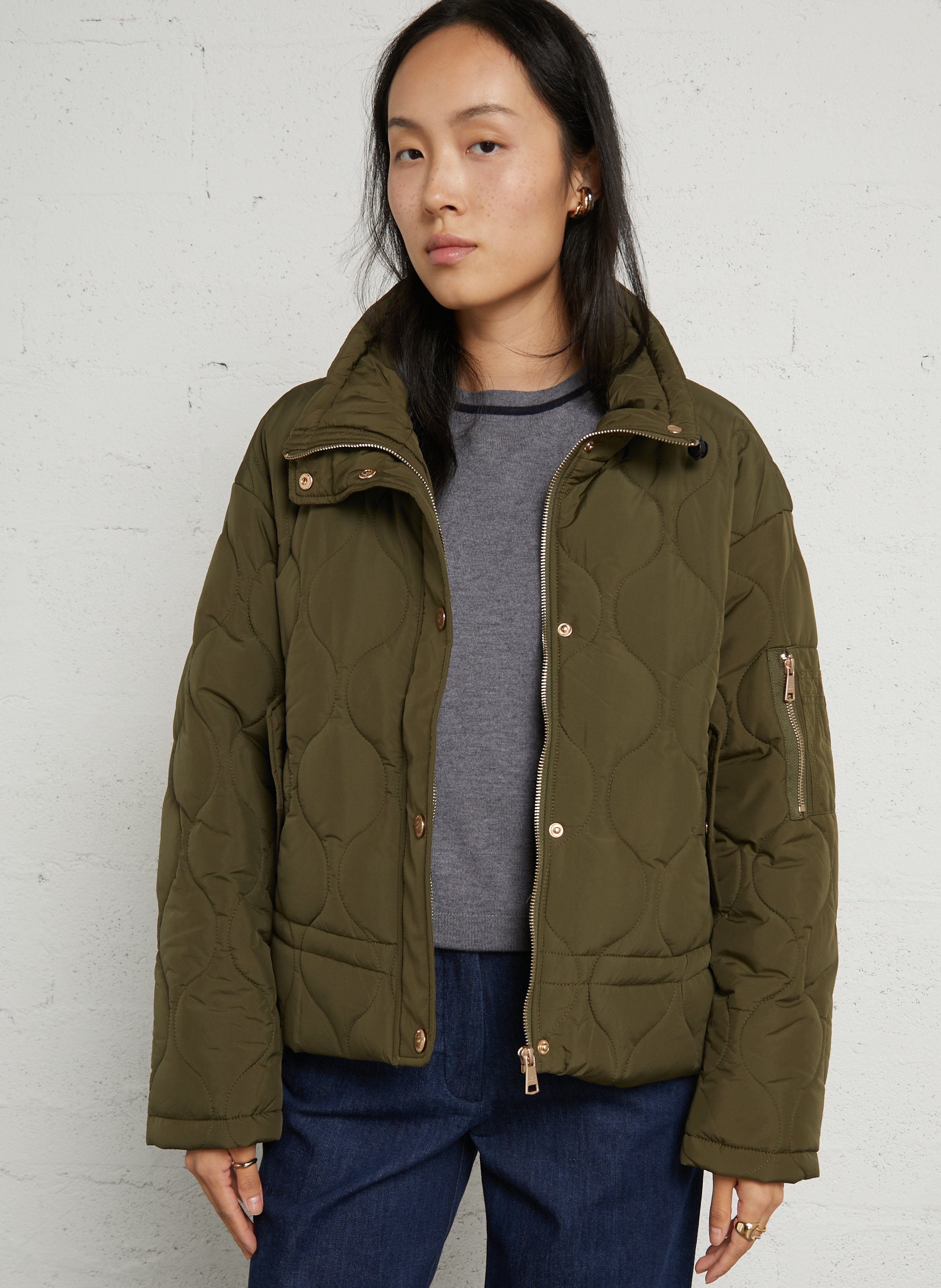 Quilted high-neck jacket BOMBERS ORIGINAL Khaki