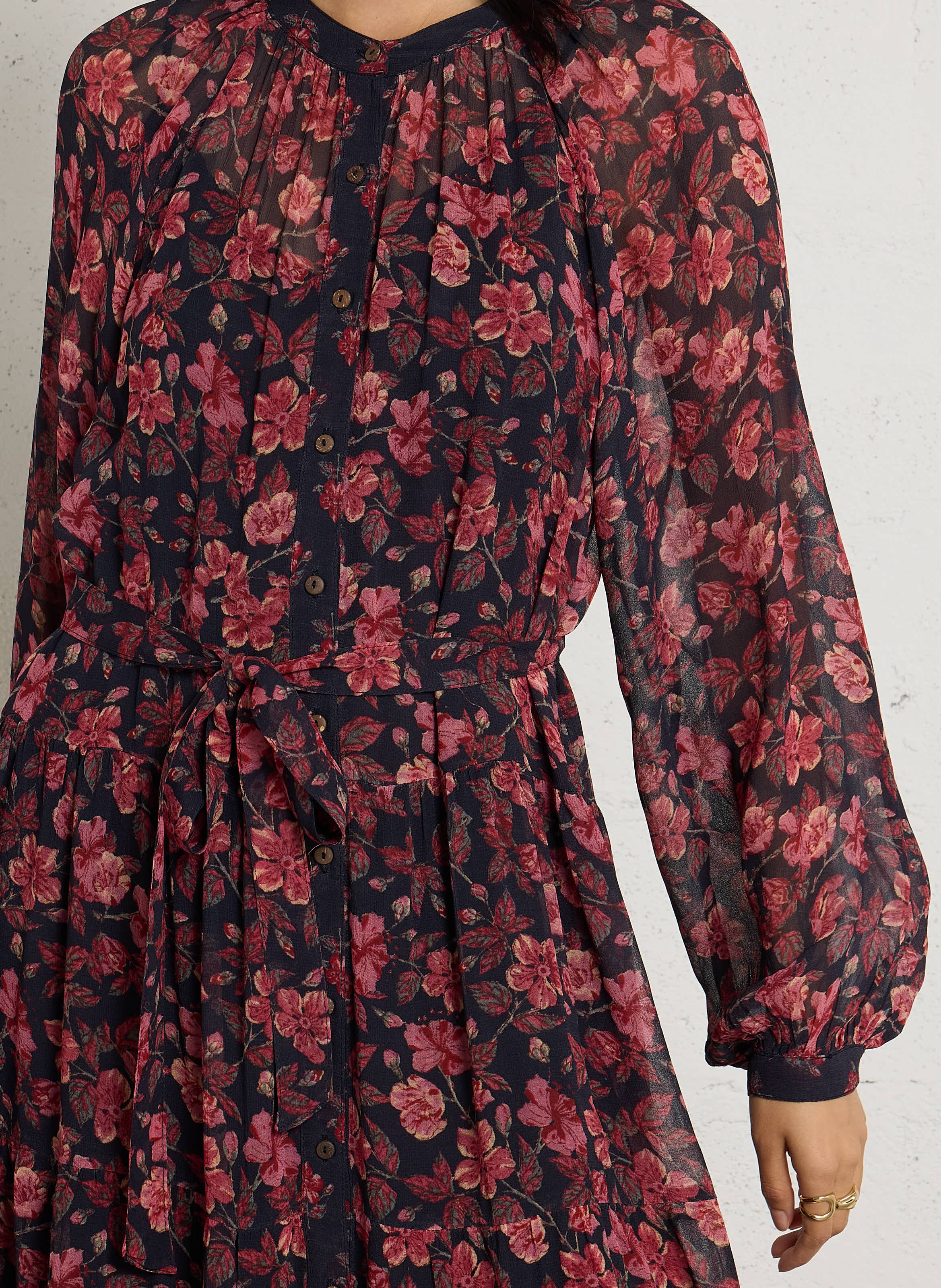 Lange jurk met ceintuur en print MAISON HOTEL Roze