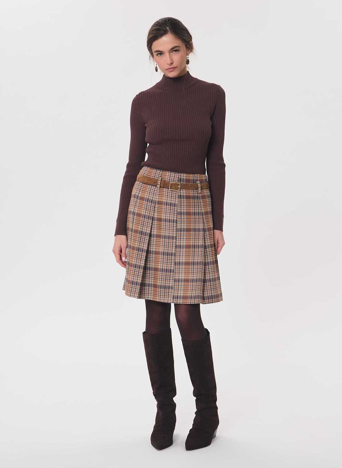 Checked flared skirt TARA JARMON Brown