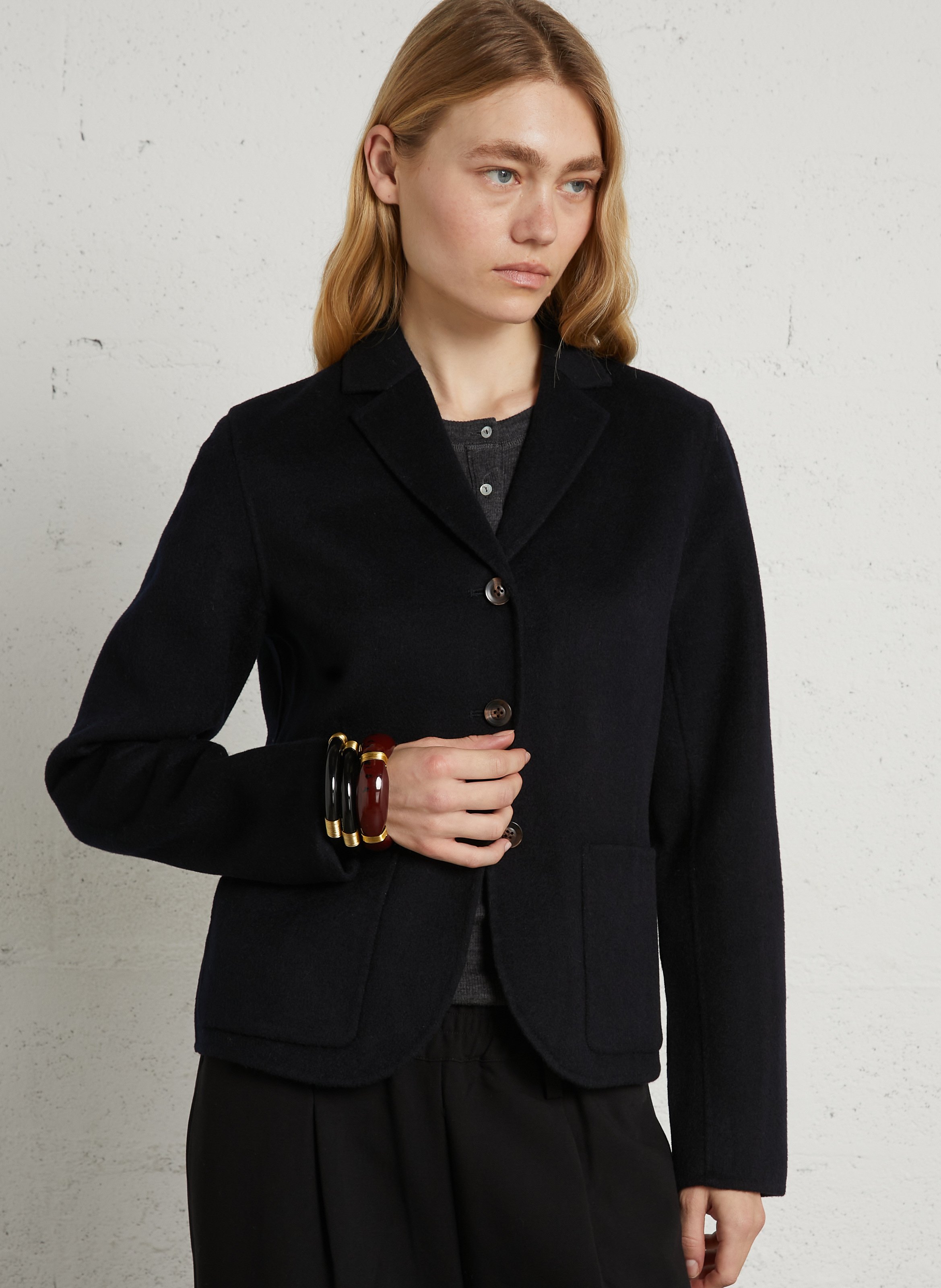 Gerade geschnittener Wollmix-Blazer SOEUR Blau