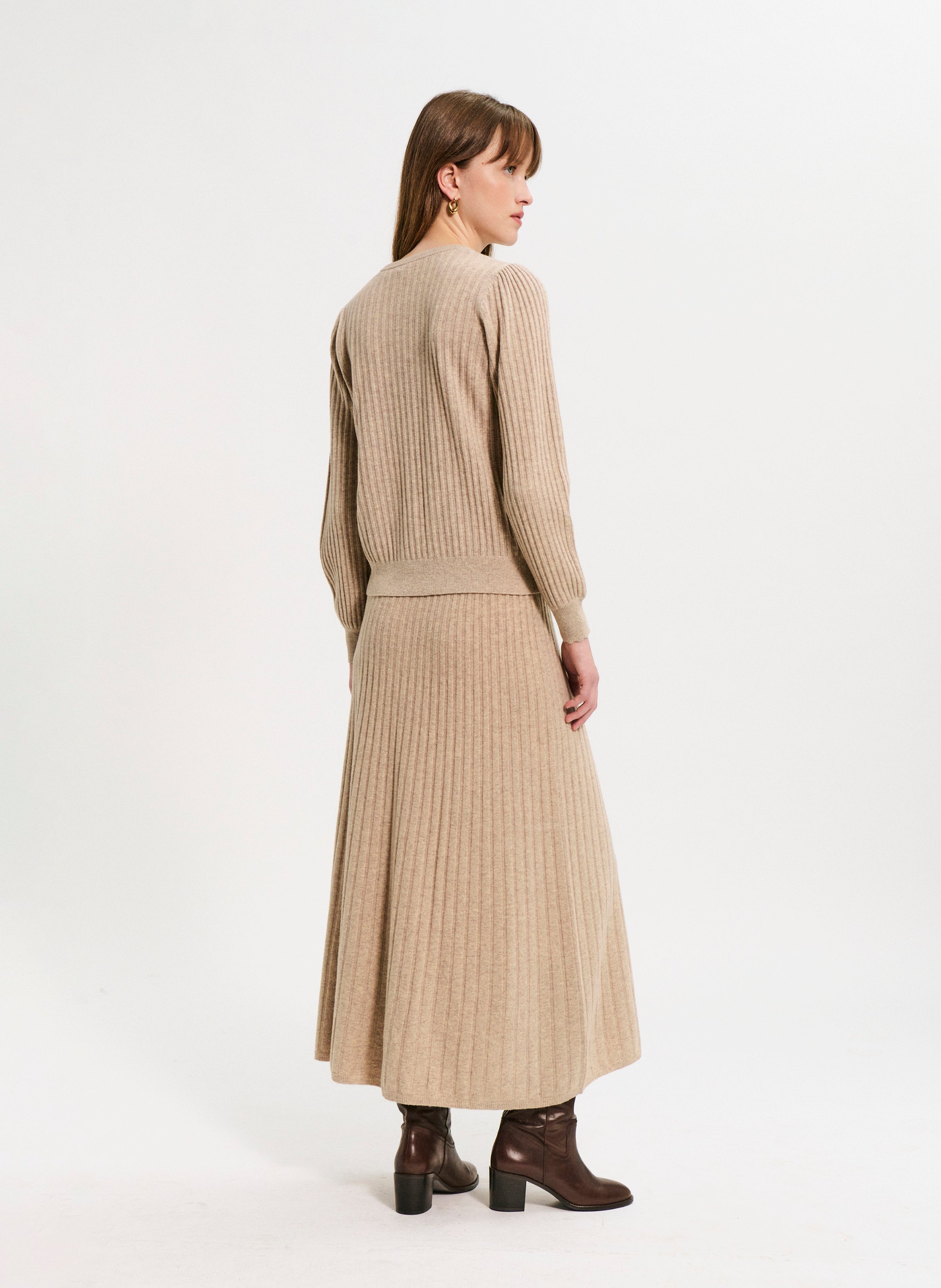 Pull col rond en laine PABLO Beige